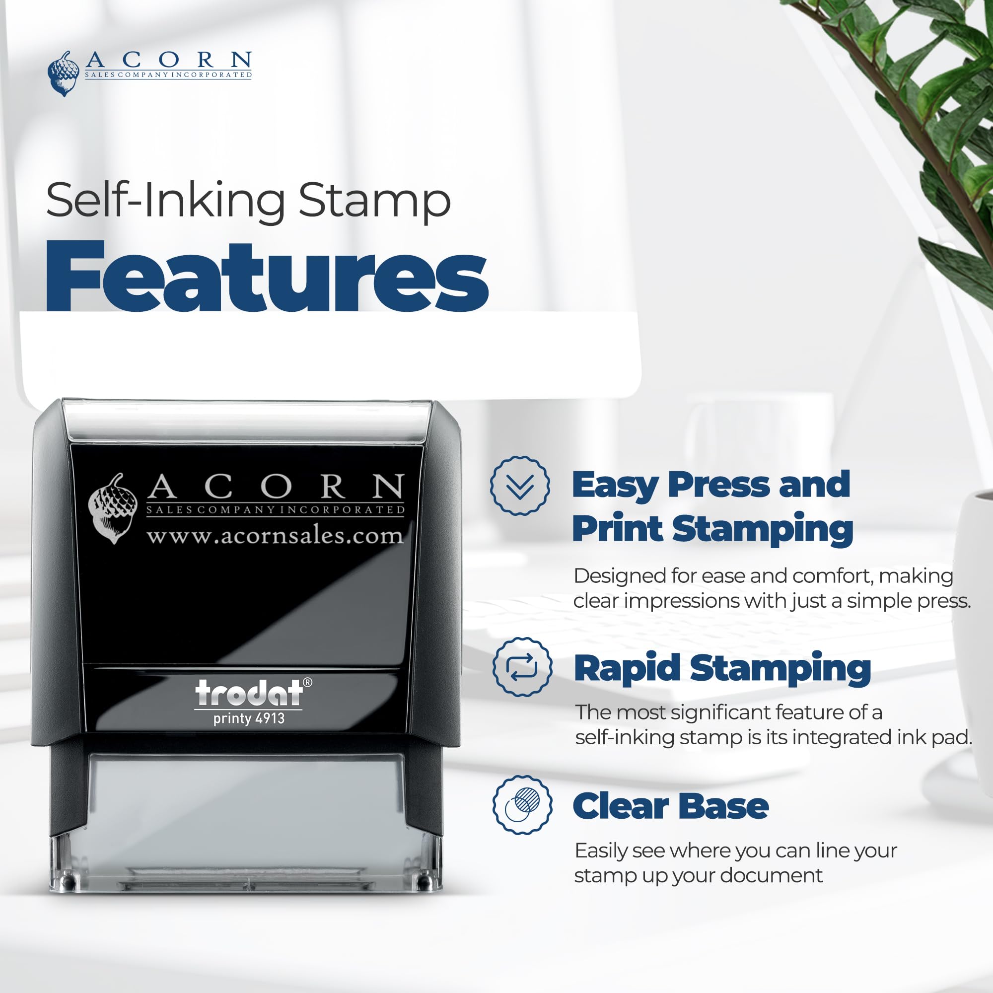 Office Stamp - Large, Self-Inking Deceased Date Stamp with Blue Ink, Ideal for Healthcare Administrators, 7/8 x 2-1/4, Easy to Use, Ideal for Medical Office Use, Blue Ink Large Self-Inking Stamp - Image 3