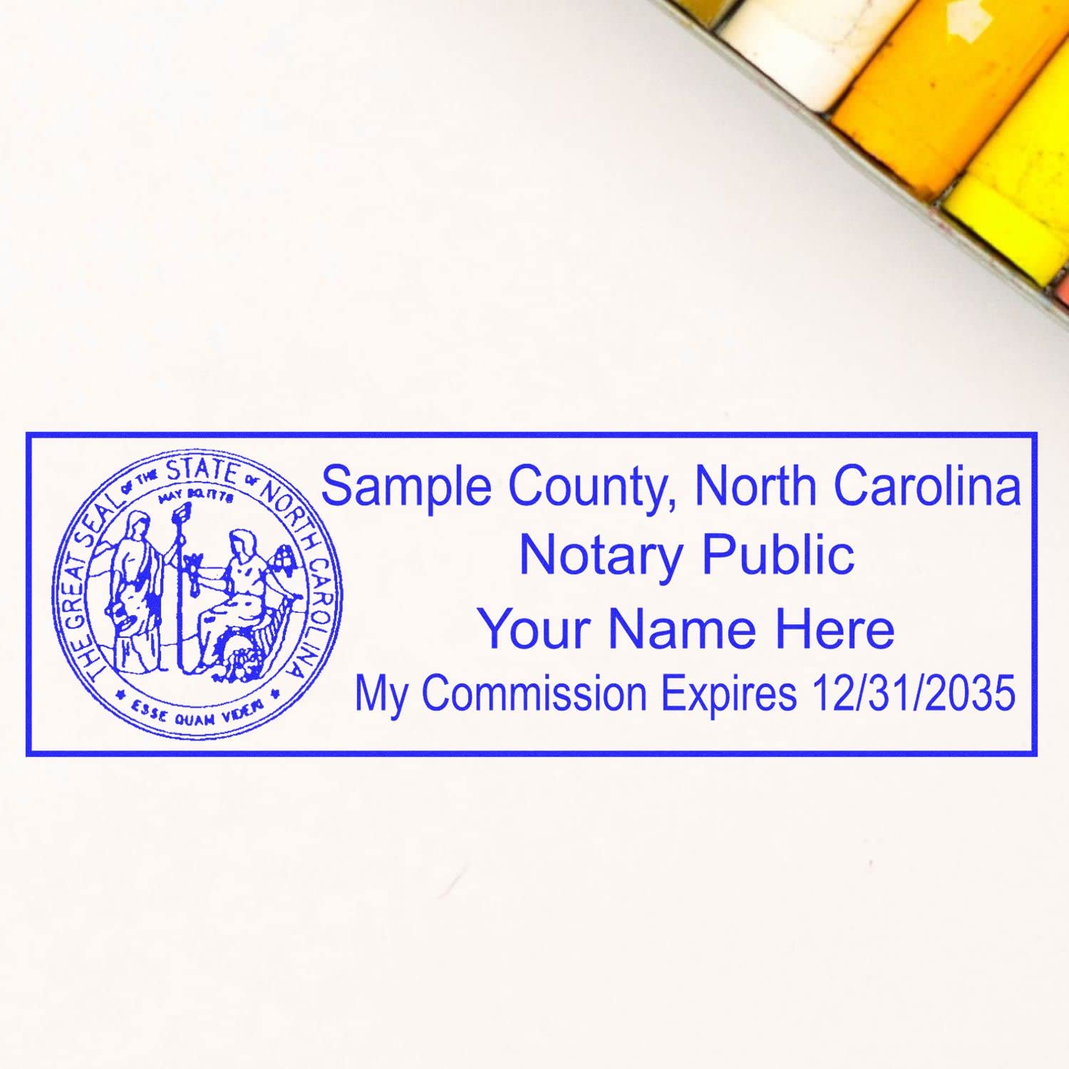 Self Inking North Carolina Notary Stamp, Notary Stamp North Carolina, Rectangular Imprint, Sized 7/8" x 2-1/4", Up to 5,000 Impressions and Available in 11 Ink Colors, Easy Press and Print Stamping - Image 4