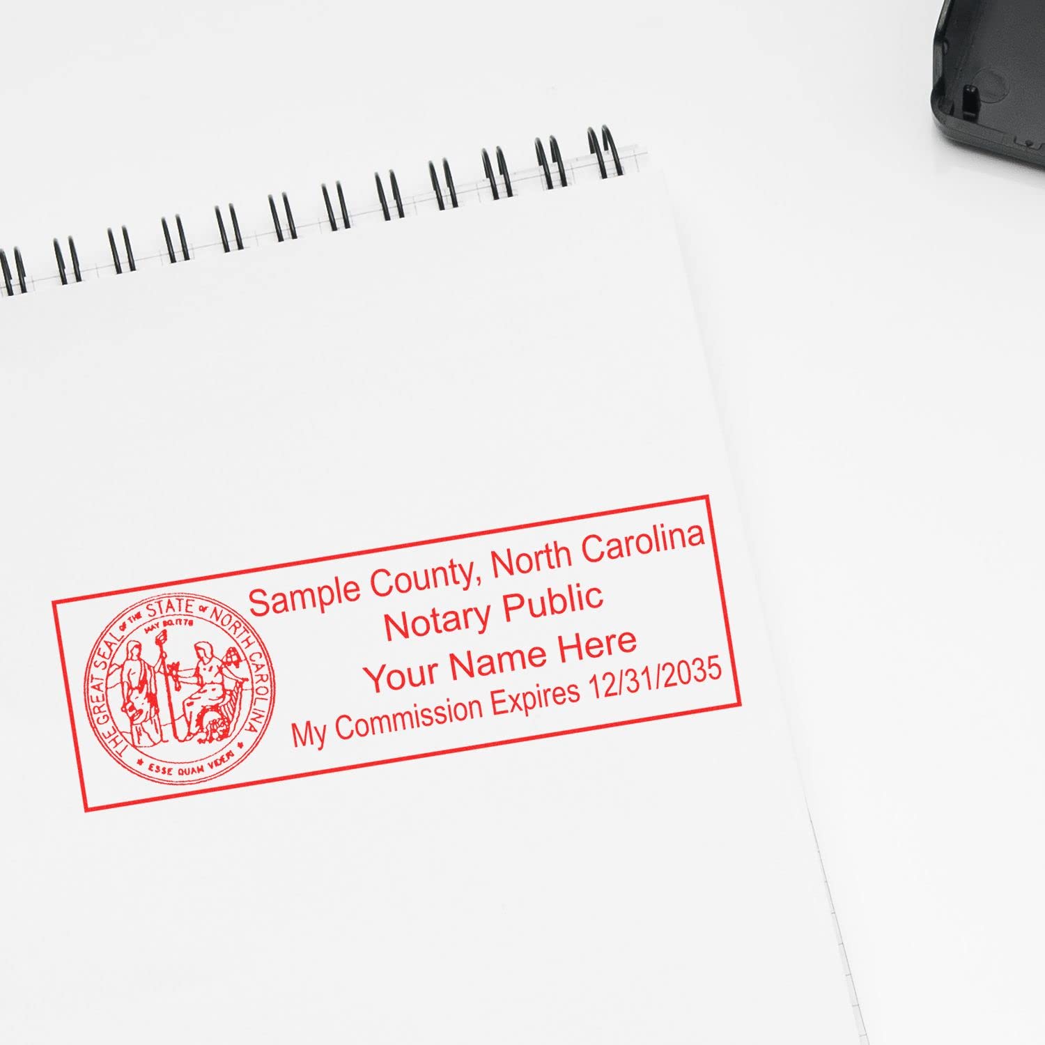 Self Inking North Carolina Notary Stamp, Notary Stamp North Carolina, Rectangular Imprint, Sized 7/8" x 2-1/4", Up to 5,000 Impressions and Available in 11 Ink Colors, Easy Press and Print Stamping - Image 6