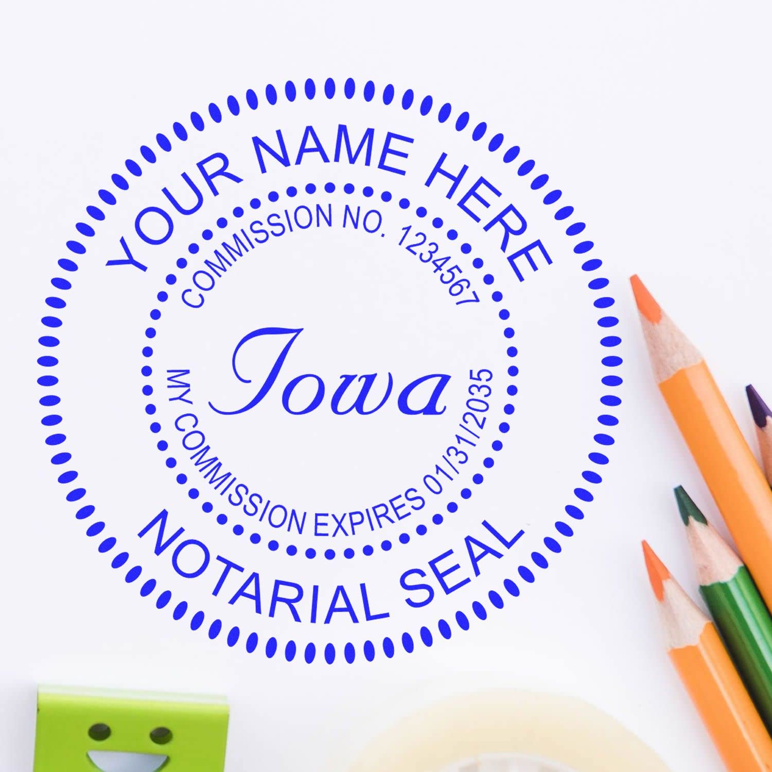 Self-Inking Notary Stamp for Iowa Notary Public - Quality, Durable, 1-5/8 Round Notary Stamp Iowa - Ideal for Official Documents, Certificates, and Legal Paperwork - New and Improved Design - Image 4