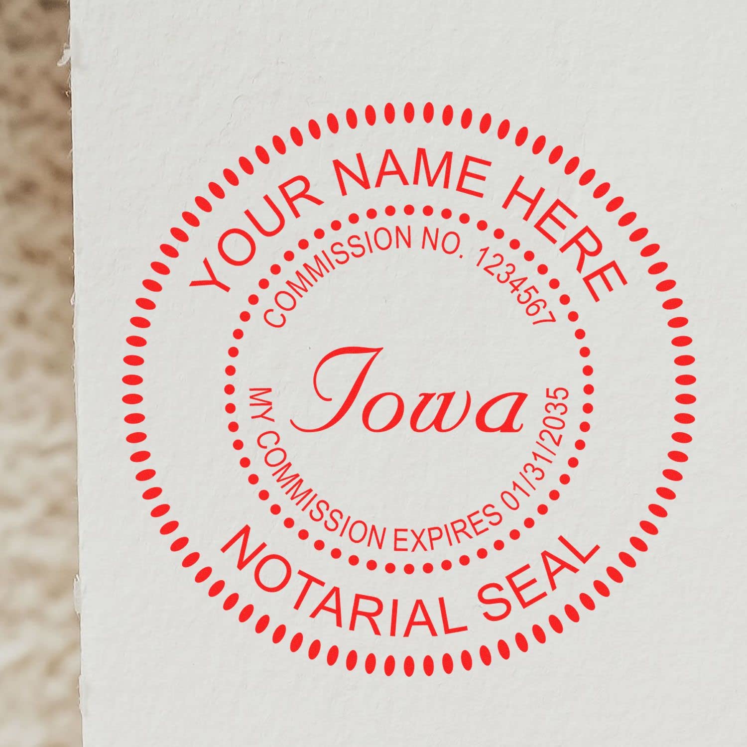 Notary Supply Iowa - Self Inking Stamps, Notary Kit Includes: Round Notary Stamp, Notary Log, Acknowledgement Stamp, Press and Print Stamps, Your Choice 11 Ink Colors - Image 4