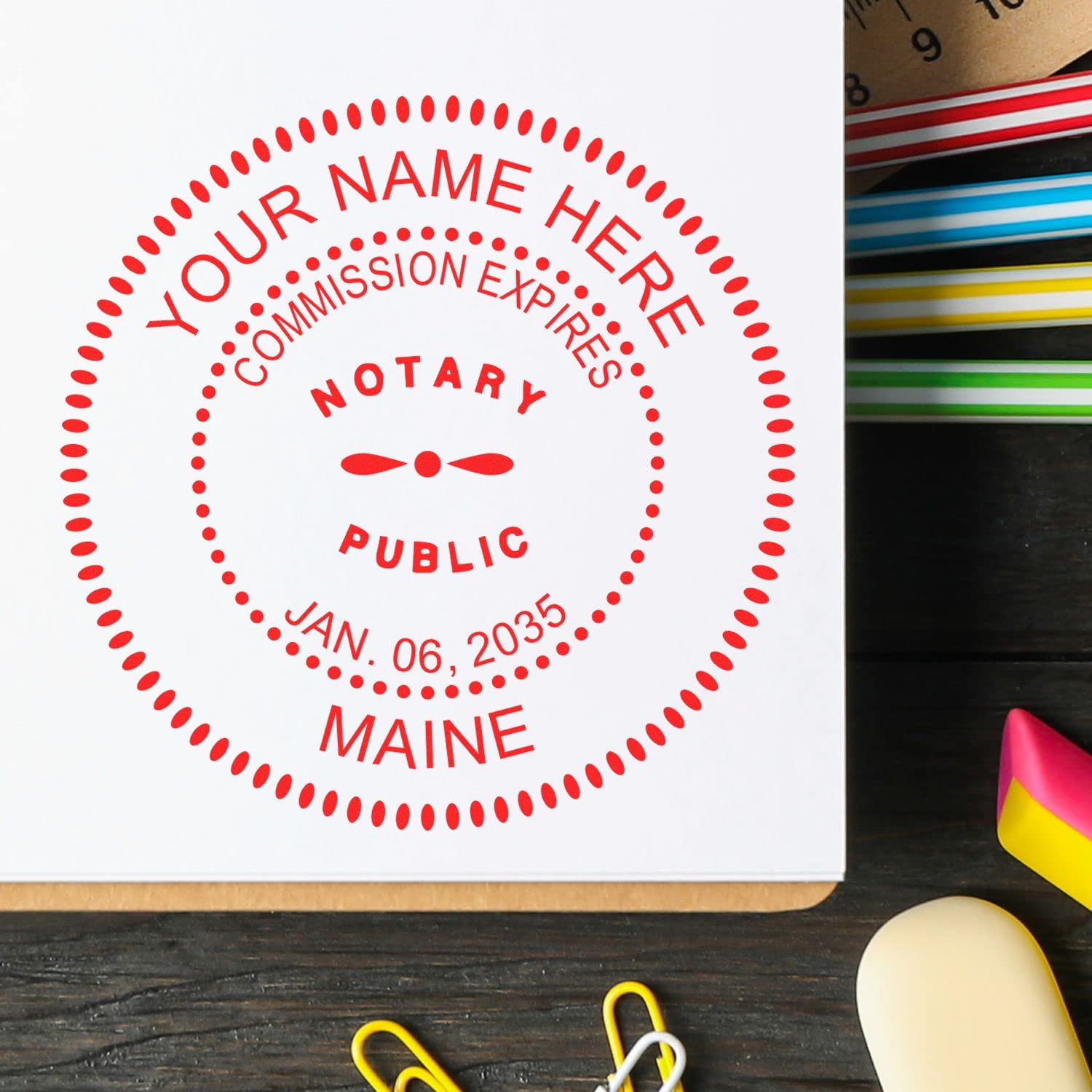 Self-Inking Notary Stamp for Maine Notary Public - Durable, Quick-Stamping, 1-5/8 Round Stamp - Ideal for Official Documents, Certificates, and Legal Papers - Quality Notary Stamp Maine - Image 6