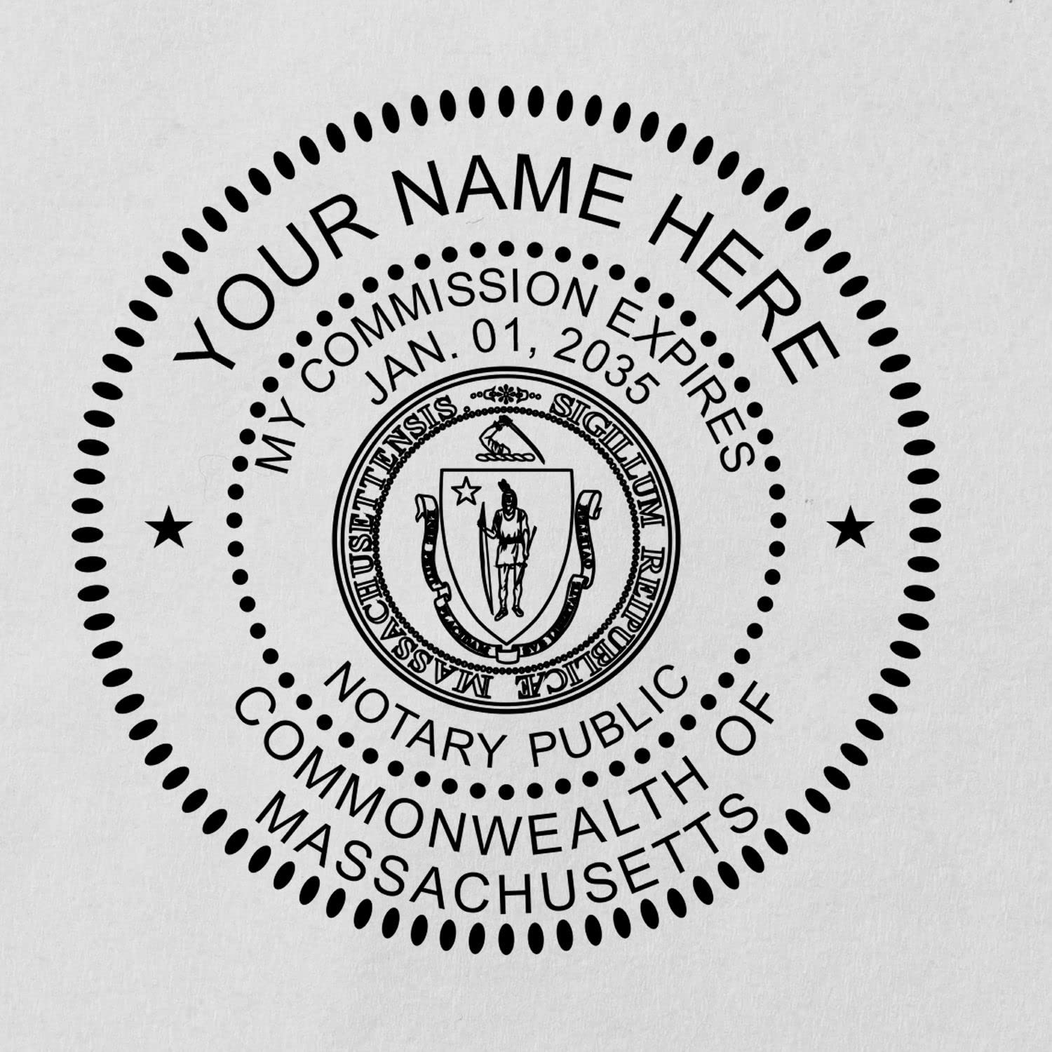 Self-Inking Notary Stamp for Massachusetts Notary Public - Durable, Quality, 1-5/8 Round Notary Stamp Massachusetts - Ideal for Official Documents, Certifications, and Legal Papers