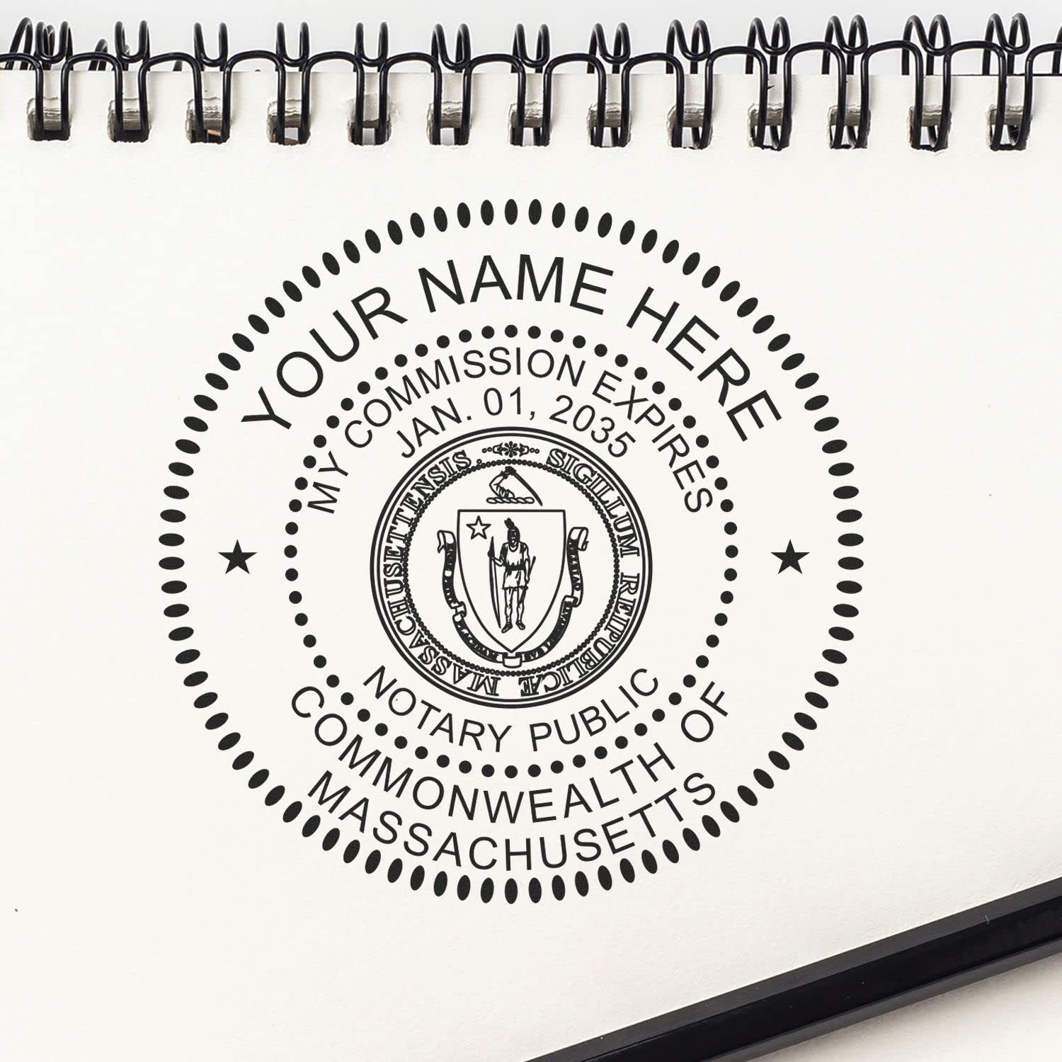 Self-Inking Notary Stamp for Massachusetts Notary Public - Durable, Quality, 1-5/8 Round Notary Stamp Massachusetts - Ideal for Official Documents, Certifications, and Legal Papers - Image 9