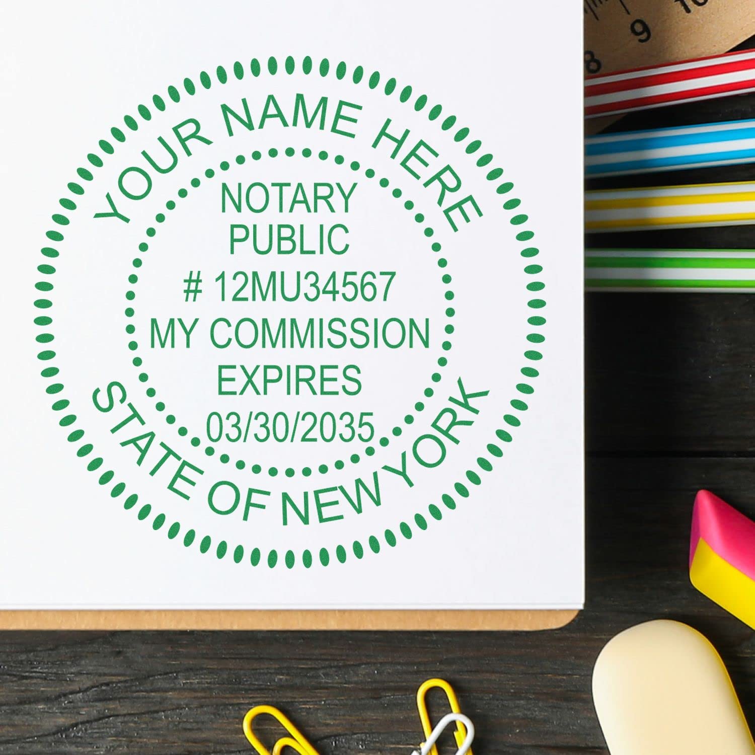 Self-Inking Notary Stamp for New York Notary Public - Durable, Quality, 1-5/8 Round NYS Notary Stamp - Ideal for Official Documents, Certificates, and Legal Paperwork - Notary Stamp New York - Image 9