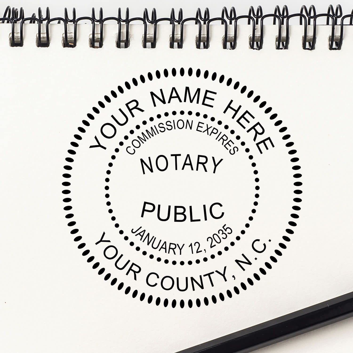 Self-Inking Notary Stamp for North Carolina Notary Public - Durable, Quality, 1-5/8 Round Notary Stamp North Carolina - Ideal for Official Documents, Certificates, and Legal Papers