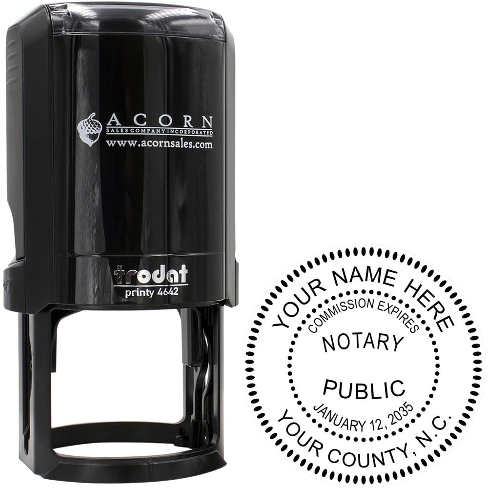 Self-Inking Notary Stamp for North Carolina Notary Public - Durable, Quality, 1-5/8 Round Notary Stamp North Carolina - Ideal for Official Documents, Certificates, and Legal Papers - Image 2