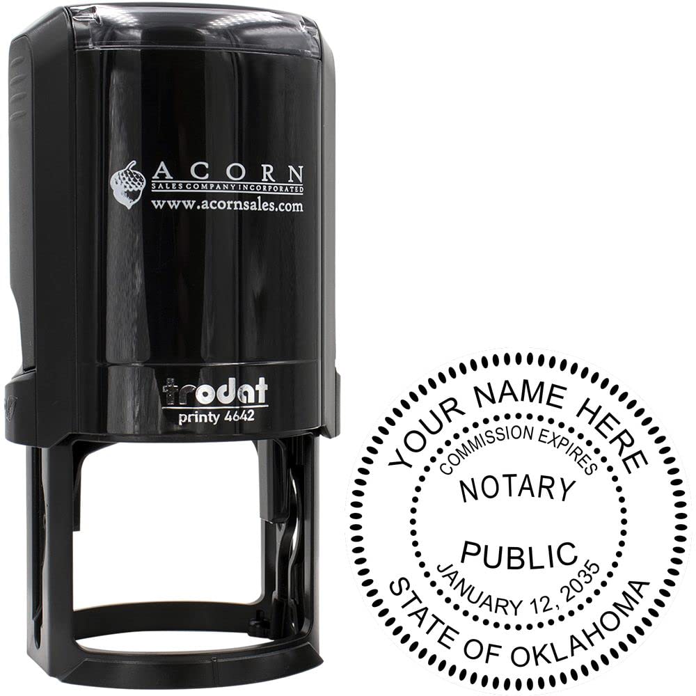 Self-Inking Notary Stamp for Oklahoma Notary Public - Durable, Quality, 1-5/8 Round Stamp - Ideal for Official Notary Public Use in Oklahoma - Easy to Use, Reliable Notary Stamp Oklahoma - Image 2