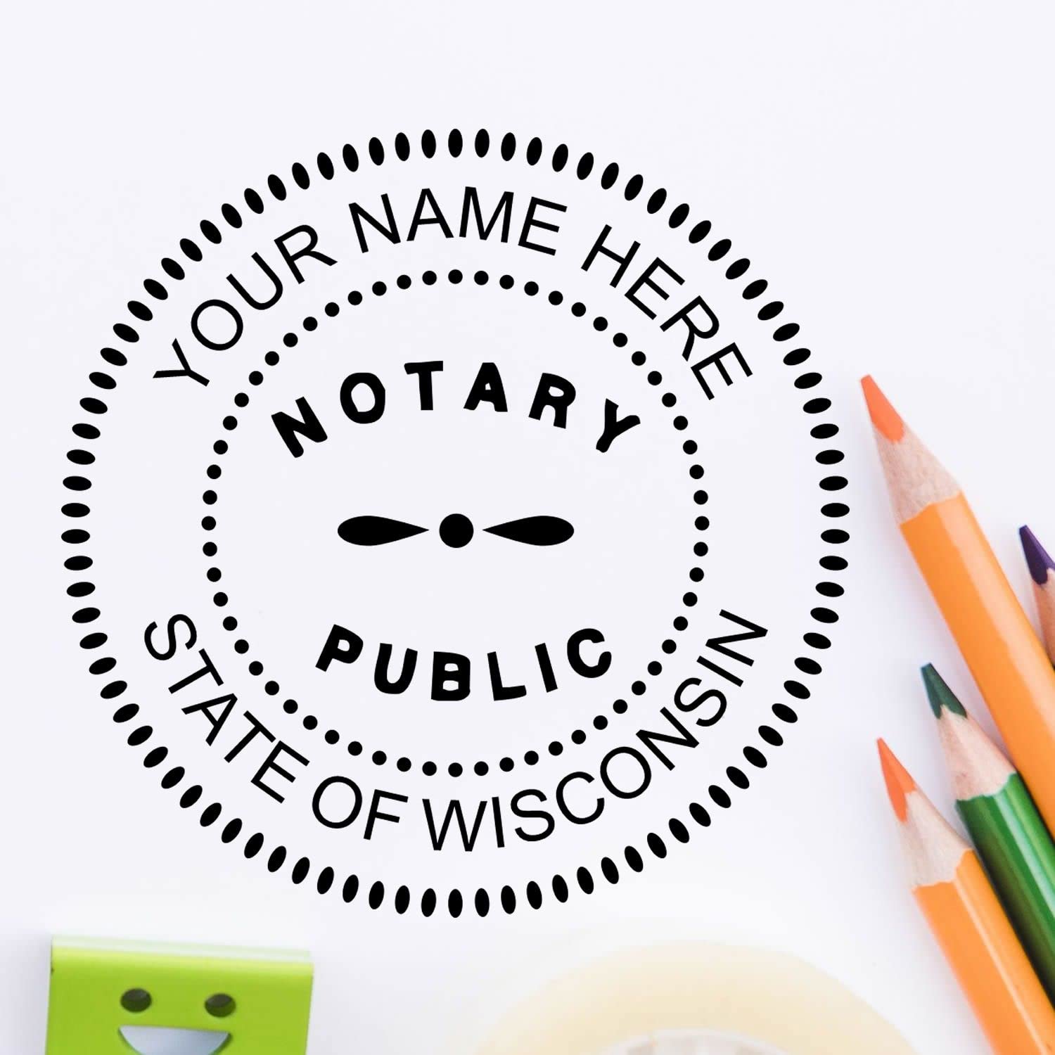 Self-Inking Notary Stamp for Wisconsin Notary Public - Durable, Quality, 1-5/8 Round Notary Stamp Wisconsin - Ideal for Official Documents, Certificates, and Legal Papers - New and Improved Design