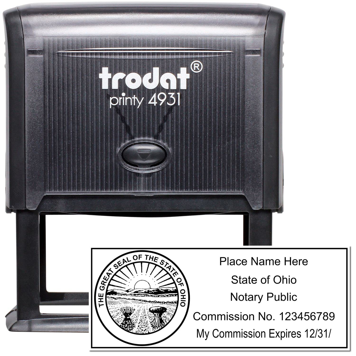 Self Inking Ohio Notary Stamp, Notary Stamp Ohio, Rectangular Imprint, Sized 1" x 2-1/2", Up to 5,000 Impressions and Available in 11 Ink Colors, Easy Press and Print Stamping - Image 2