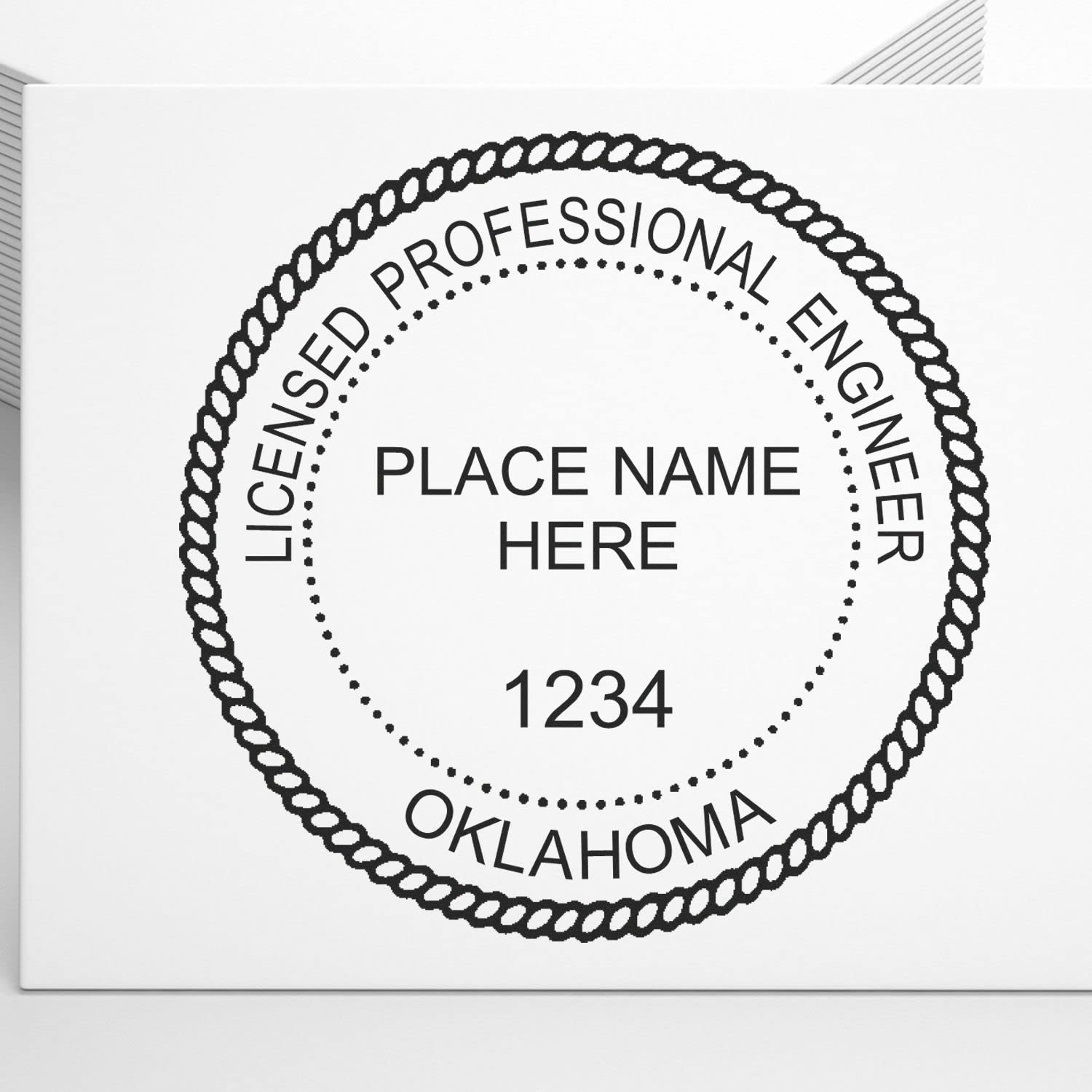 Self Inking Oklahoma PE Seal Stamp, Board Approved, Professional Engineering Seal Stamp for Oklahoma Engineer, Size 1-3/4", Press and Print Stamping, 11 Ink Colors