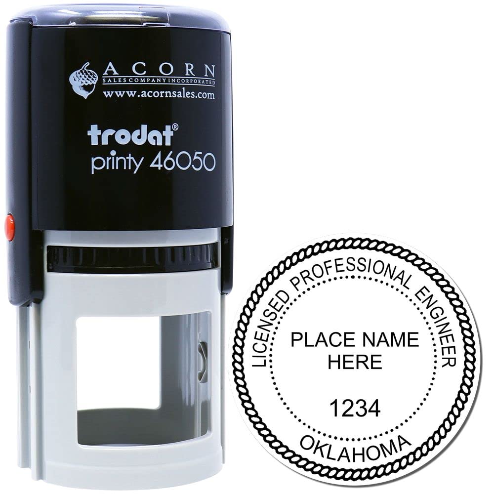 Self Inking Oklahoma PE Seal Stamp, Board Approved, Professional Engineering Seal Stamp for Oklahoma Engineer, Size 1-3/4", Press and Print Stamping, 11 Ink Colors - Image 2