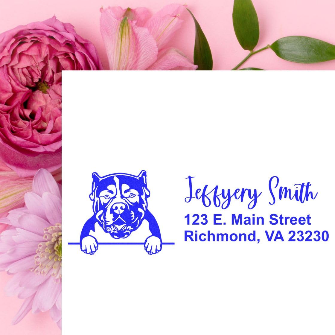 Self-Inking Peeking American Bulldog Address Stamp, Easy Press and Print Stamping, Available in 11 Ink Colors, Rectangular Design, Size 7/8" x 2-1/4" - Image 3