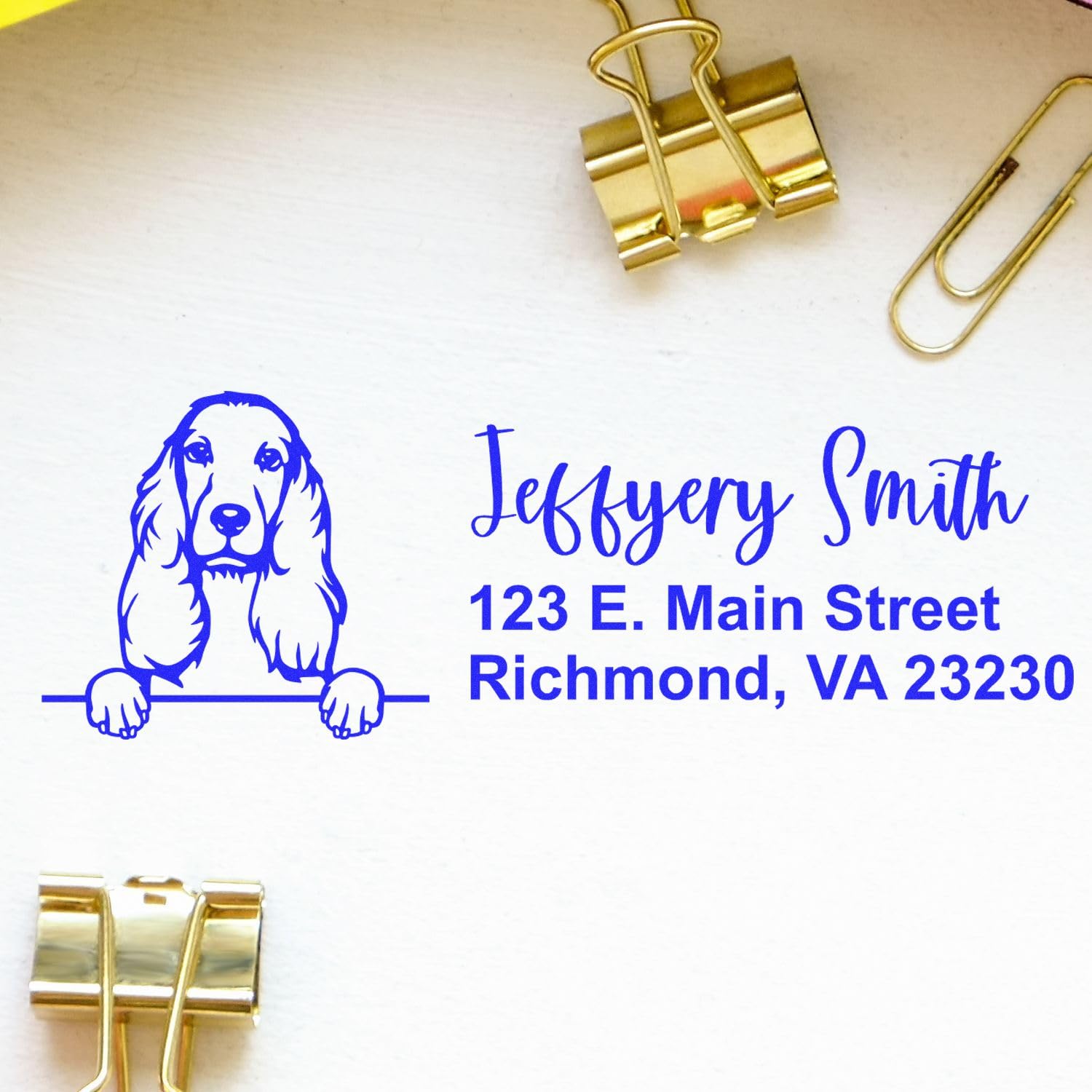 Self-Inking Peeking Cocker Spaniel Address Stamp, Easy Press and Print Stamping, Available in 11 Ink Colors, Rectangular Design, Size 7/8" x 2-1/4" - Image 3