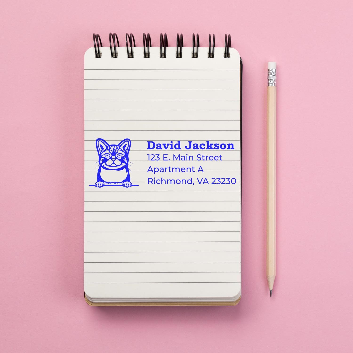Self-Inking Peeking American Wirehair Cat Custom Address Stamp, Cat Lover Gift, Available in 11 Ink Colors, Rectangular Design, Size 7/8" x 2-1/4" - Image 5
