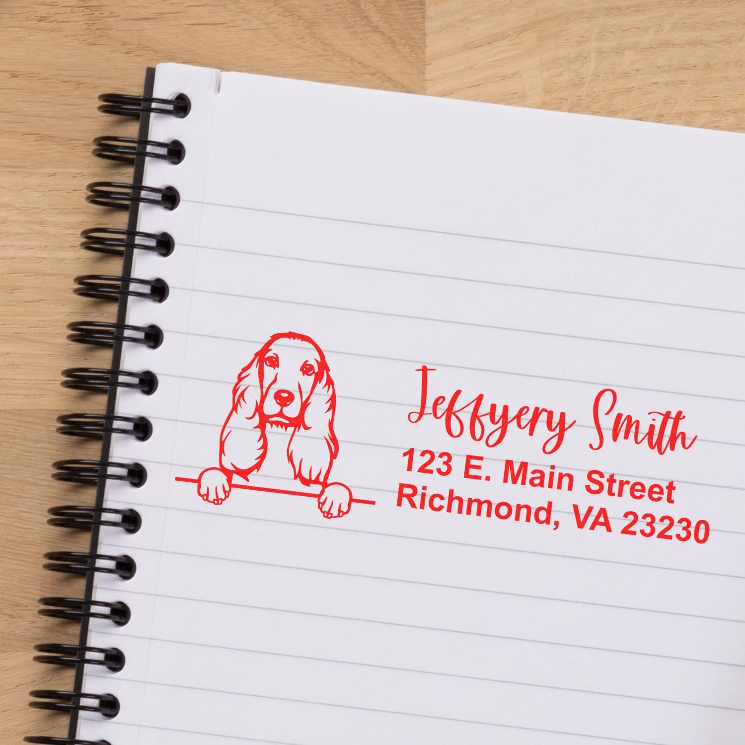 Self-Inking Peeking Cocker Spaniel Address Stamp, Easy Press and Print Stamping, Available in 11 Ink Colors, Rectangular Design, Size 7/8" x 2-1/4" - Image 4