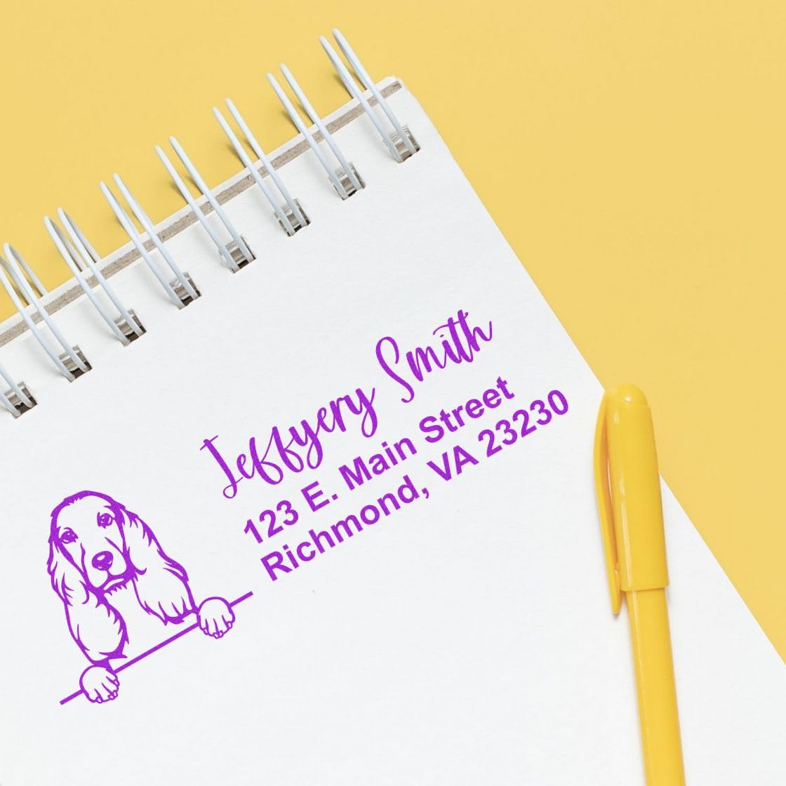 Self-Inking Peeking Cocker Spaniel Address Stamp, Easy Press and Print Stamping, Available in 11 Ink Colors, Rectangular Design, Size 7/8" x 2-1/4" - Image 6