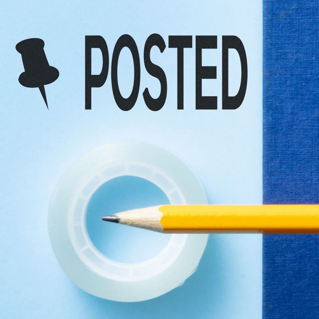 Self-Inking Posted with Thumbtack Stamp, Perfect for Letters, Up to 5K Impressions, Available in 11 Ink Colors, Reinkable, Easy Press and Print Stamping, Size Approx 1/2" x 1-1/2"
