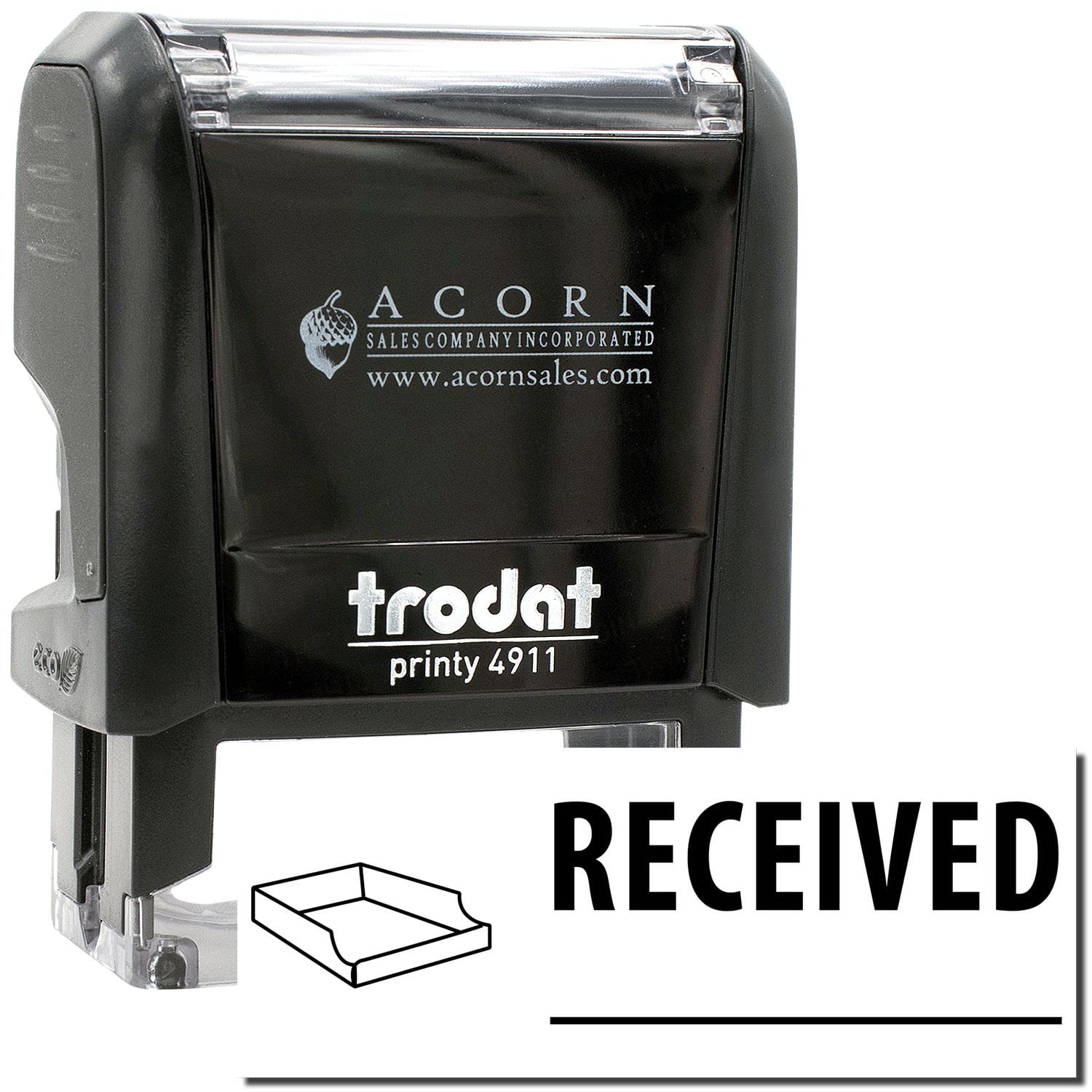 Self-Inking Received with Box Stamp, Ink Stamps for Business, Up to 5K Impressions, Available in 11 Ink Colors, Reinkable, Easy Press and Print Stamping, Size Approx 1/2" x 1-1/2" - Image 2