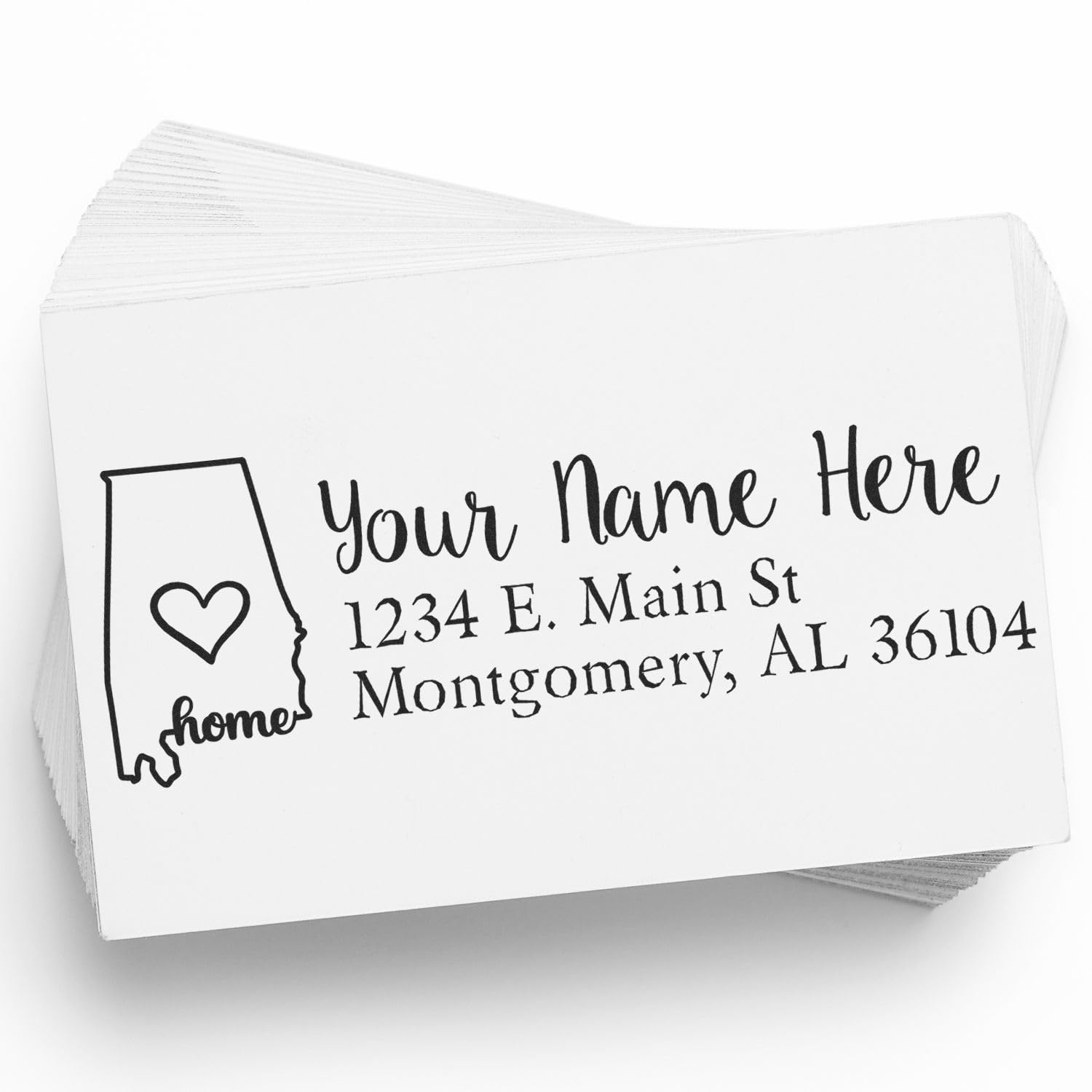 Self-Inking Rectangular Alabama State Love Address Stamp, Easy Press and Print Stamping, Simple to Use, Rectangular Design, Size 7/8" x 2-1/4"