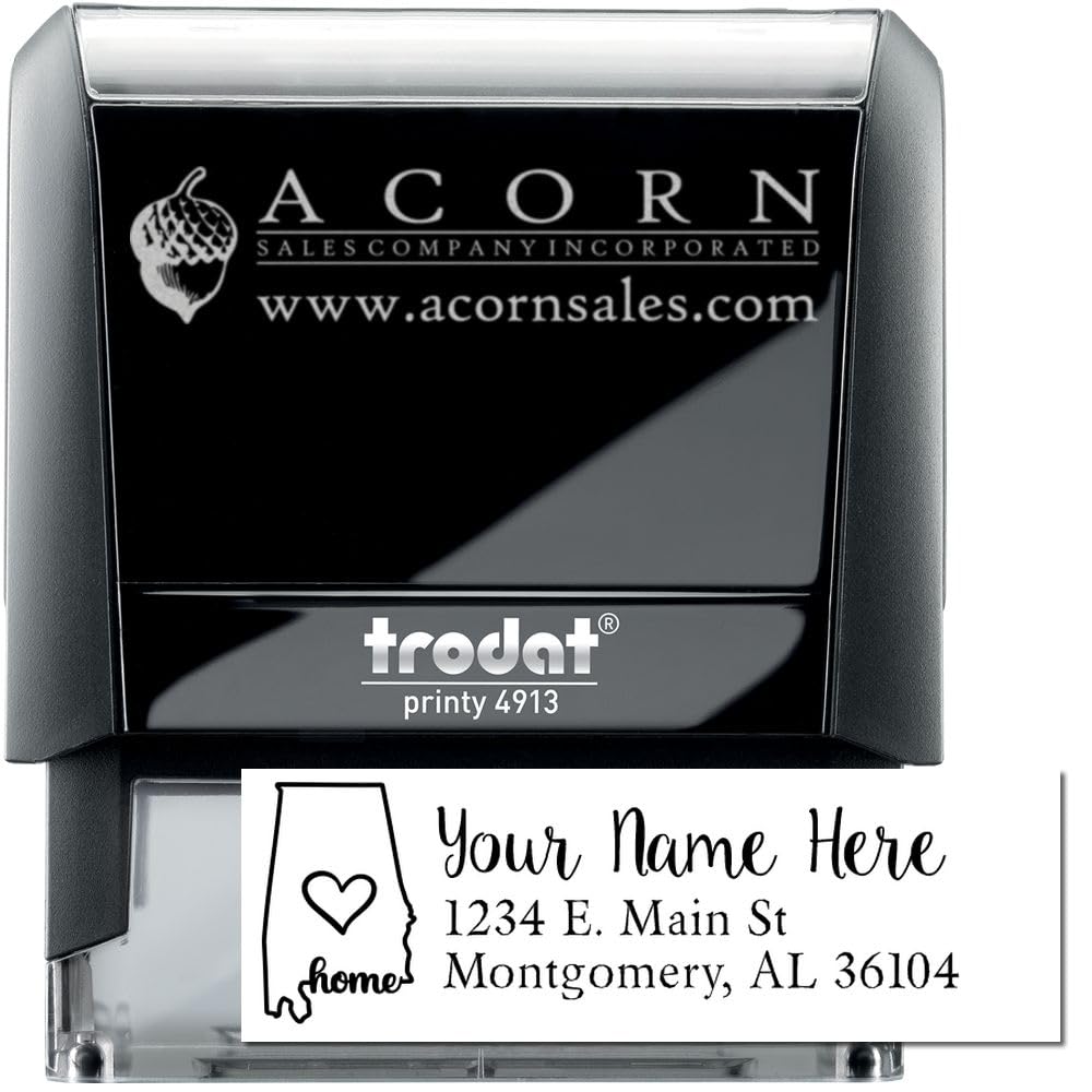 Self-Inking Rectangular Alabama State Love Address Stamp, Easy Press and Print Stamping, Simple to Use, Rectangular Design, Size 7/8" x 2-1/4" - Image 2