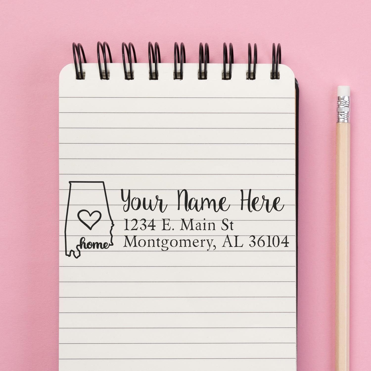 Self-Inking Rectangular Alabama State Love Address Stamp, Easy Press and Print Stamping, Simple to Use, Rectangular Design, Size 7/8" x 2-1/4" - Image 3