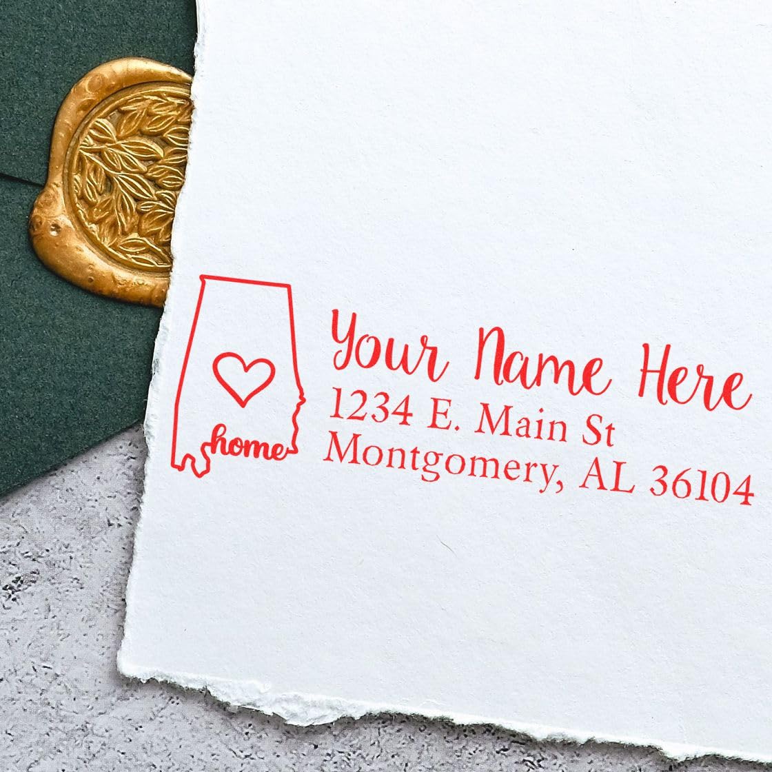 Self-Inking Rectangular Alabama State Love Address Stamp, Easy Press and Print Stamping, Simple to Use, Rectangular Design, Size 7/8" x 2-1/4" - Image 5