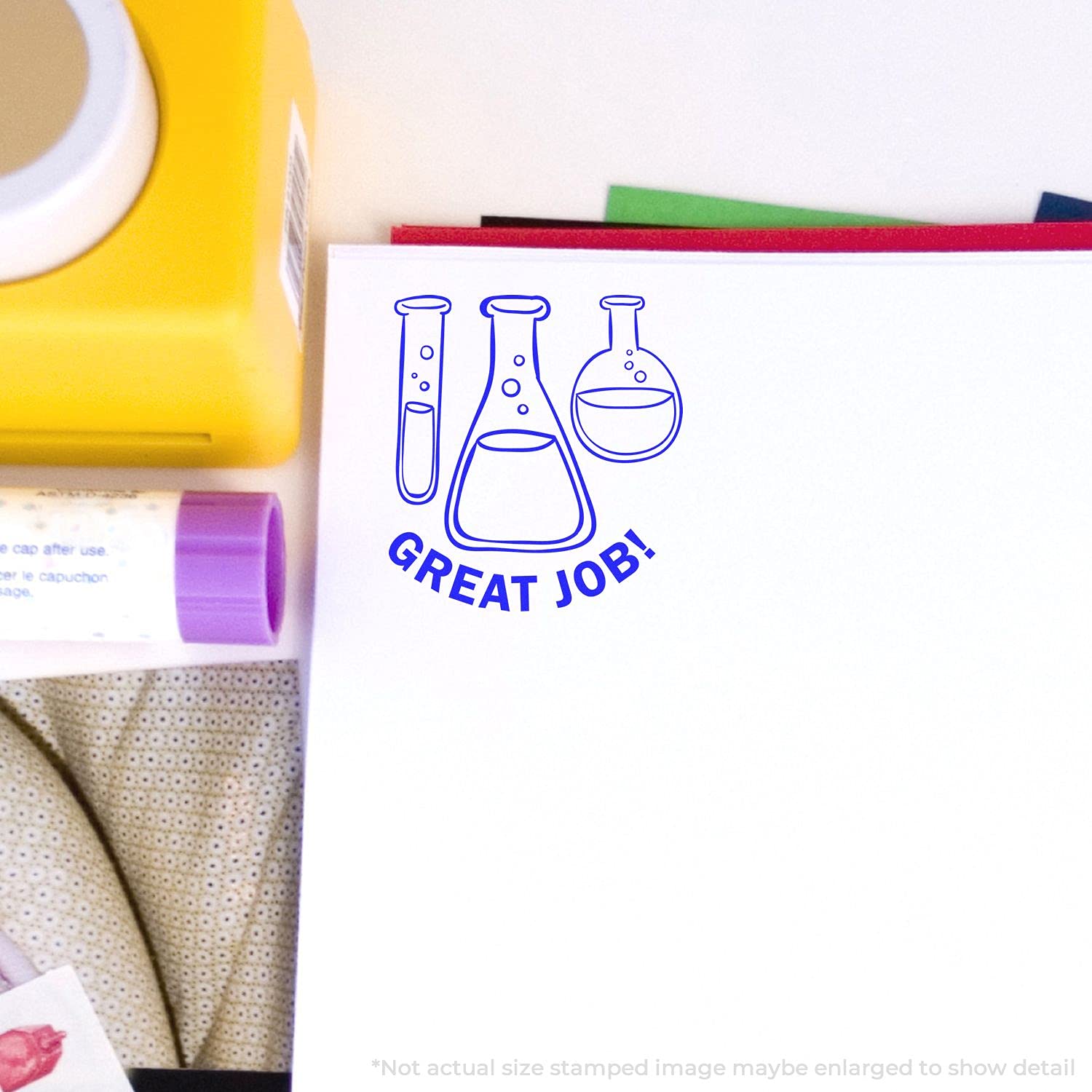 Self-Inking Round Chemistry Great Job Stamp, Teacher School Supplies, Up to 5K Impressions, Available in 11 Ink Colors, Reinkable, Easy Press and Print Stamping, Size Approx 7/8" Dia - Image 4