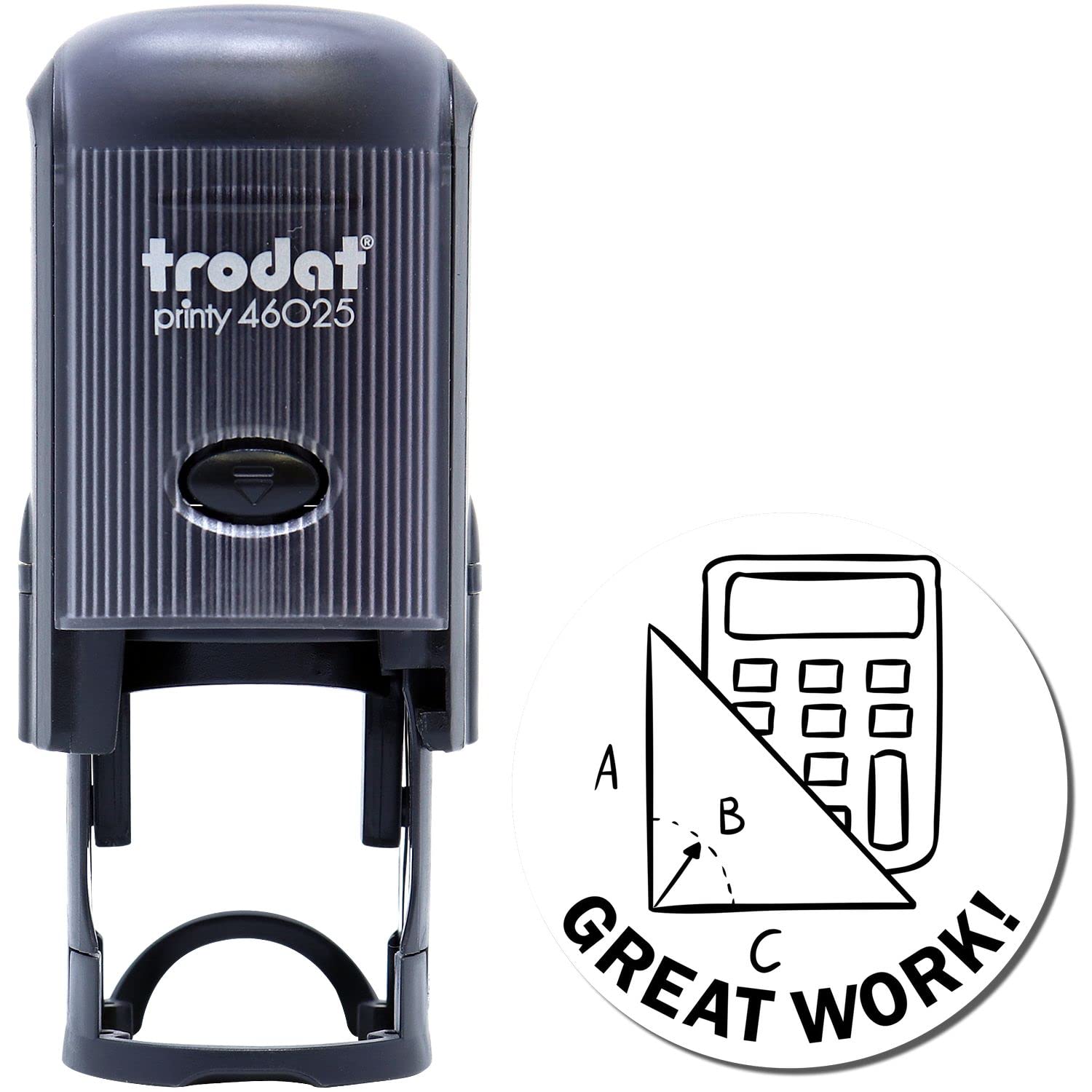 Self-Inking Round Great Work with Calculator Stamp, Teacher Organization Supplies, Up to 5K Impressions, Available in 11 Ink Colors, Reinkable, Easy Press and Print Stamping, Size Approx 7/8" Dia - Image 2