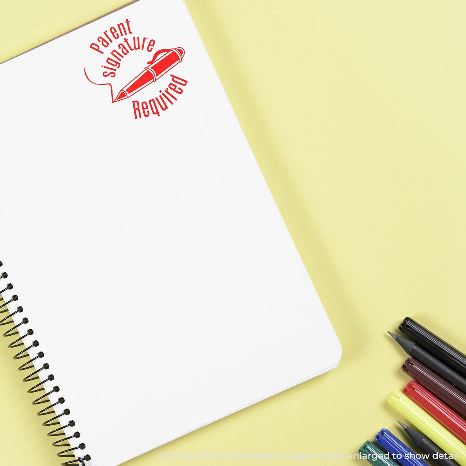 Self-Inking Round Parent Signature Required Stamp, Self Inking Stamps for Teachers, Available in 11 Ink Colors, Reinkable, Easy Press and Print Stamping, Size Approx 7/8" Dia - Image 4
