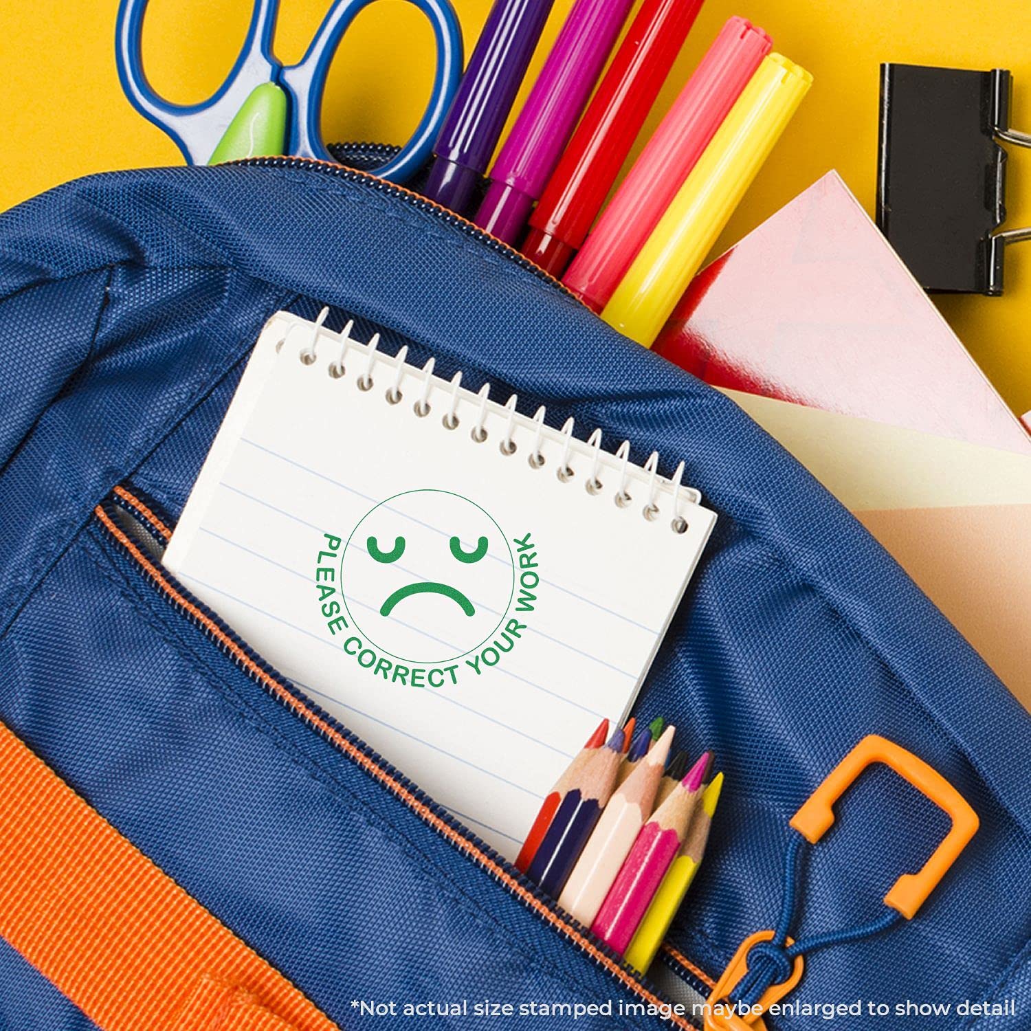 Self-Inking Round Please Correct Smiley Stamp, Teacher Stamp, Up to 5K Impressions, Available in 11 Ink Colors, Reinkable, Easy Press and Print Stamping, Size Approx 7/8" Dia - Image 3