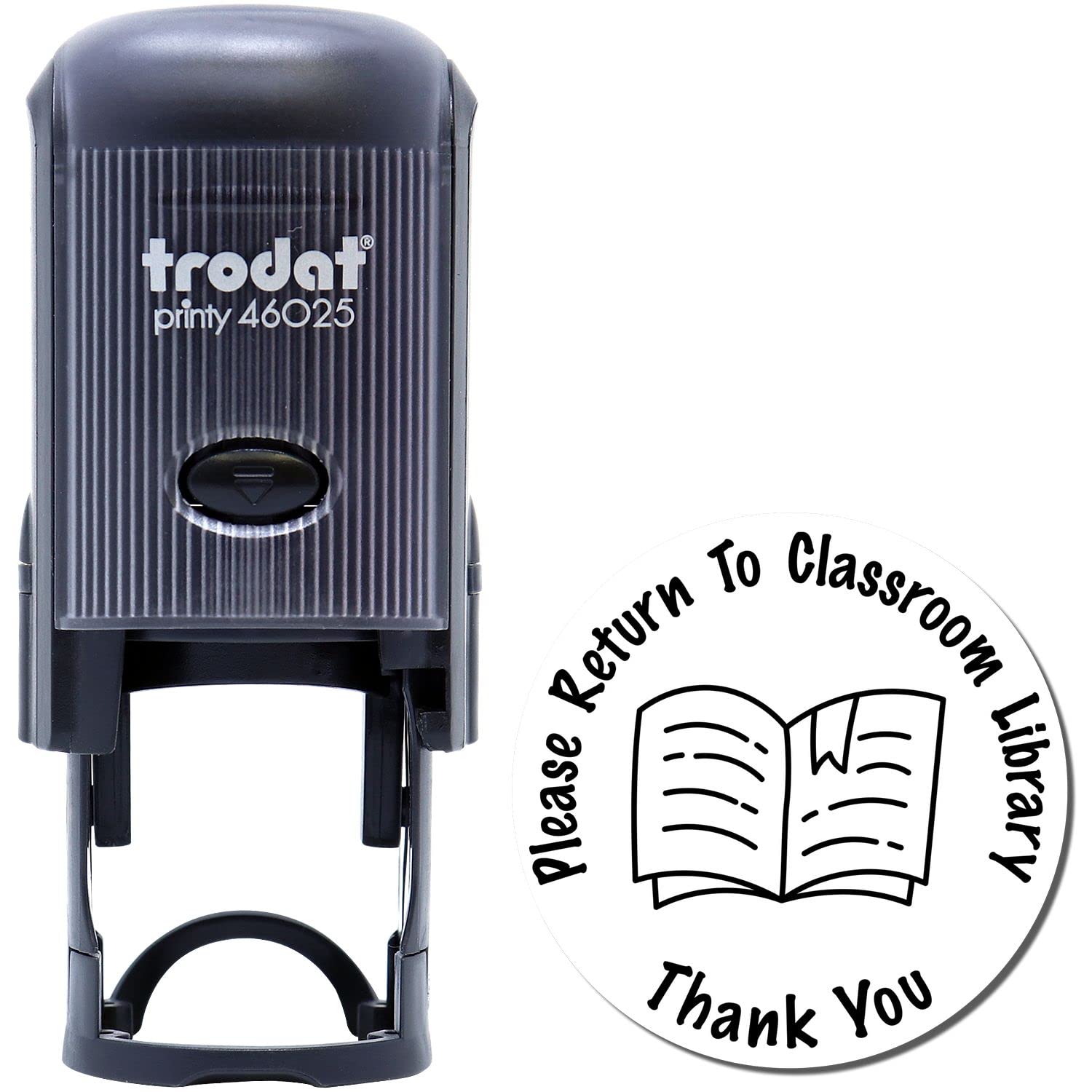 Self-Inking Round Please Return to Classroom Library Stamp, Office Desk Supplies, Up to 5K Impressions, Available in 11 Ink Colors, Reinkable, Easy Press and Print Stamping, Size Approx 7/8" Dia - Image 2