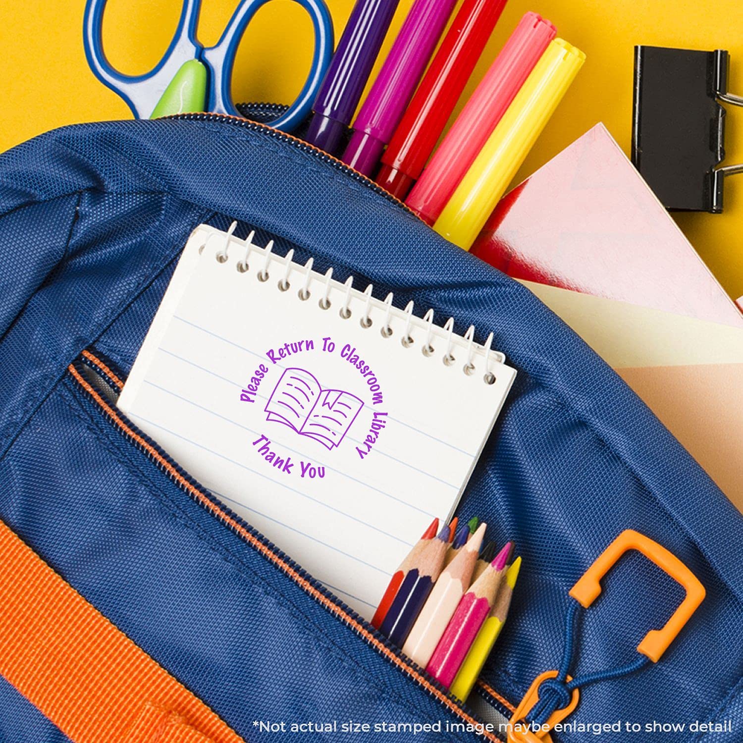 Self-Inking Round Please Return to Classroom Library Stamp, Office Desk Supplies, Up to 5K Impressions, Available in 11 Ink Colors, Reinkable, Easy Press and Print Stamping, Size Approx 7/8" Dia - Image 3