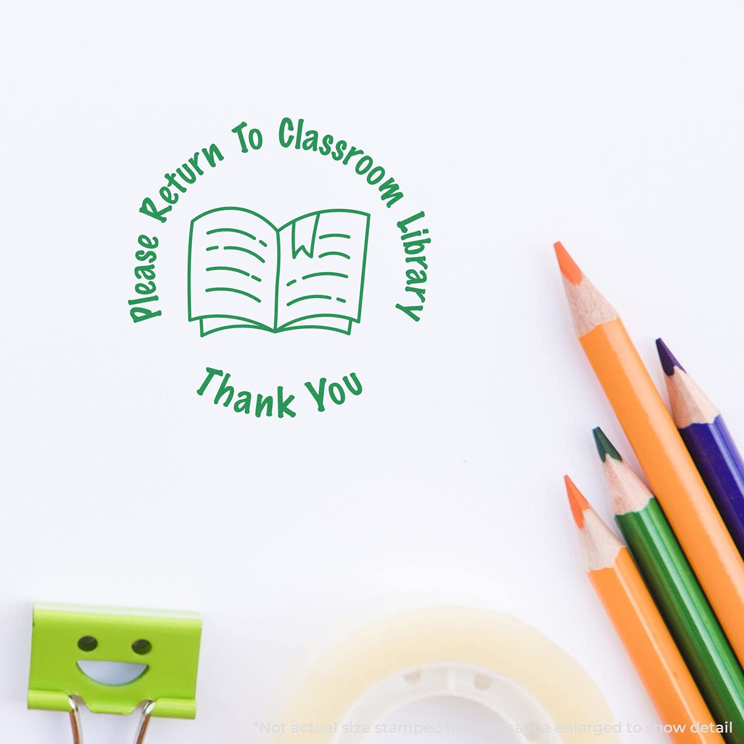 Self-Inking Round Please Return to Classroom Library Stamp, Office Desk Supplies, Up to 5K Impressions, Available in 11 Ink Colors, Reinkable, Easy Press and Print Stamping, Size Approx 7/8" Dia - Image 4