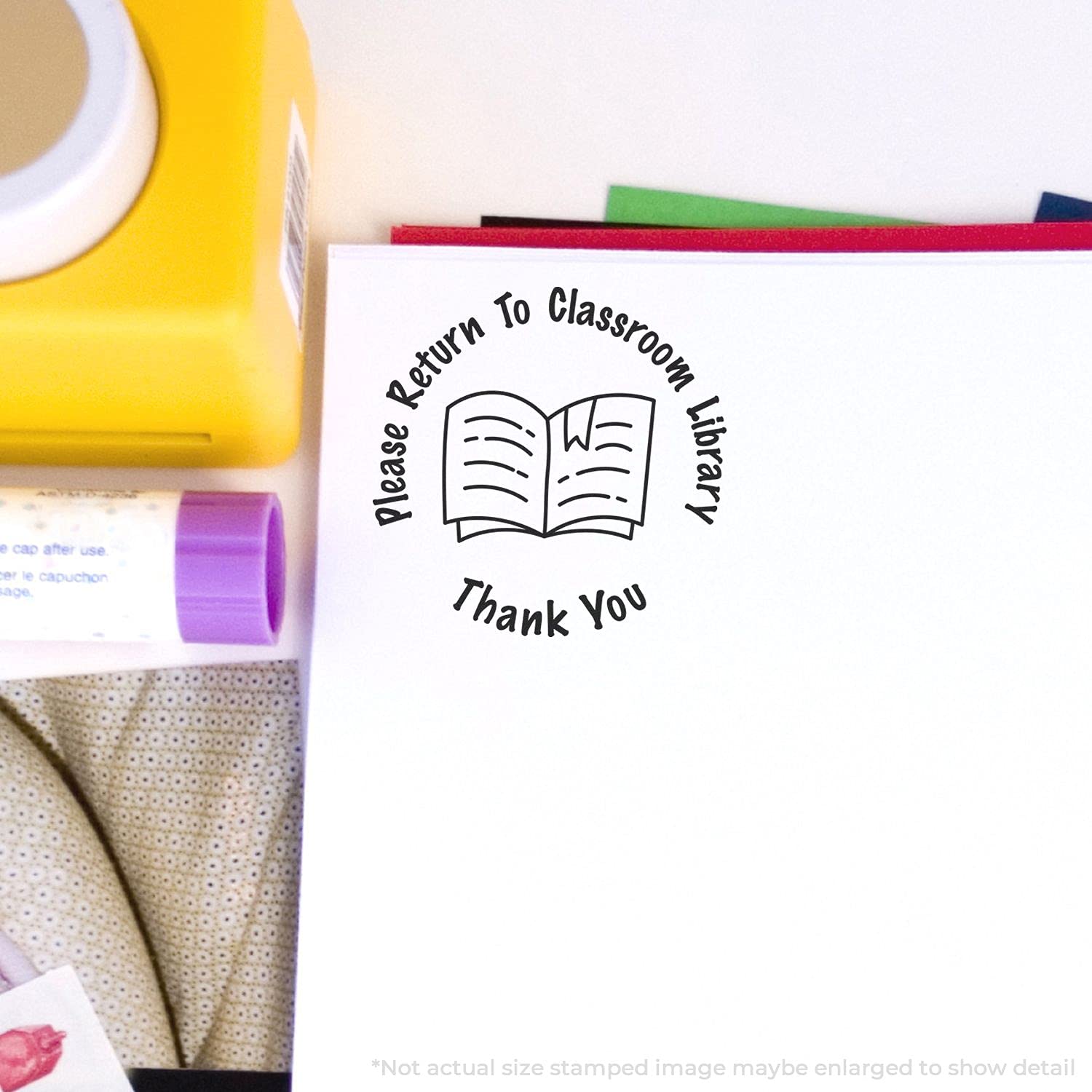 Self-Inking Round Please Return to Classroom Library Stamp, Office Desk Supplies, Up to 5K Impressions, Available in 11 Ink Colors, Reinkable, Easy Press and Print Stamping, Size Approx 7/8" Dia - Image 6