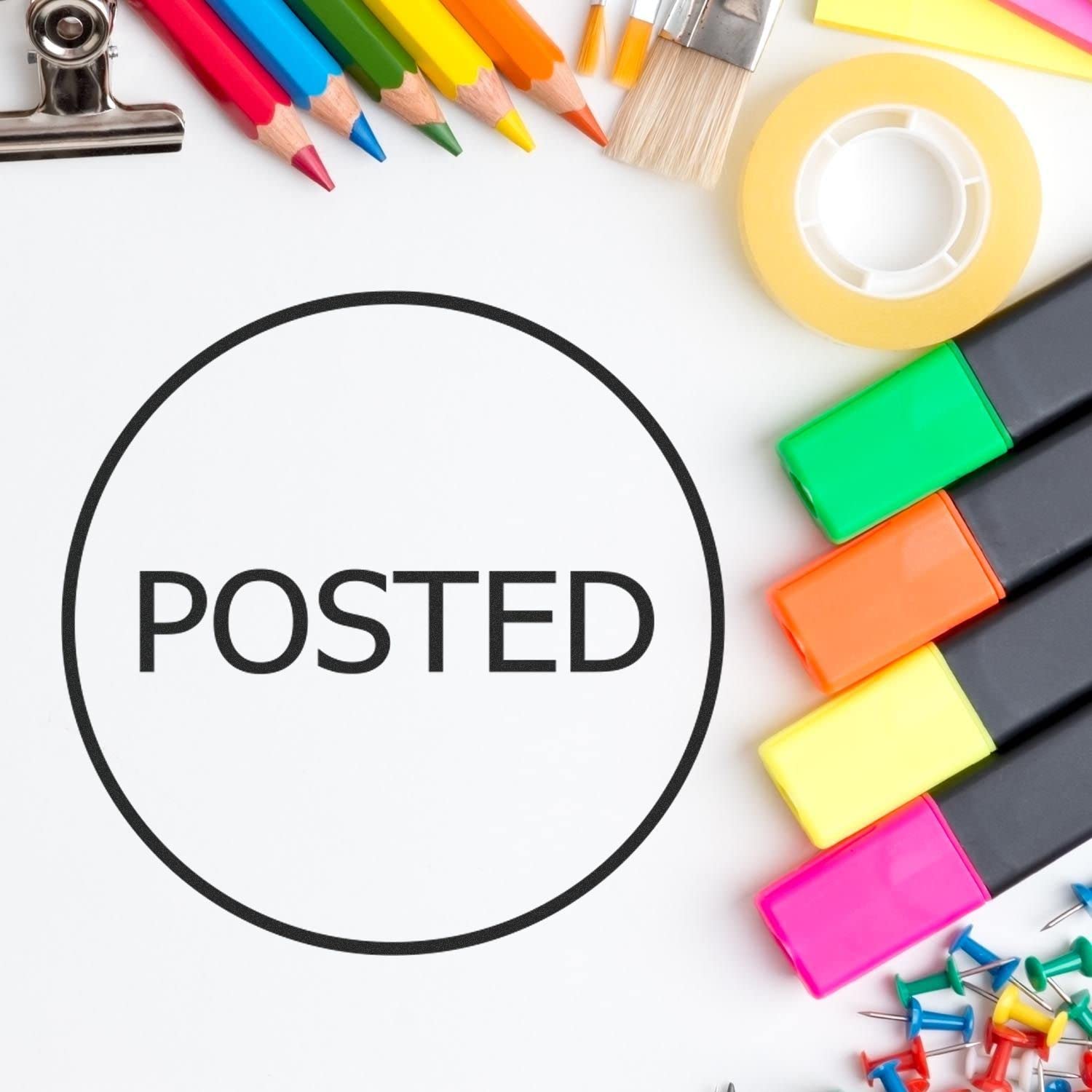 Self-Inking Round Posted Stamp, Perfect for Home Business, Up to 5K Impressions, Available in 11 Ink Colors, Reinkable, Easy Press and Print Stamping, Size Approx 7/8" Dia