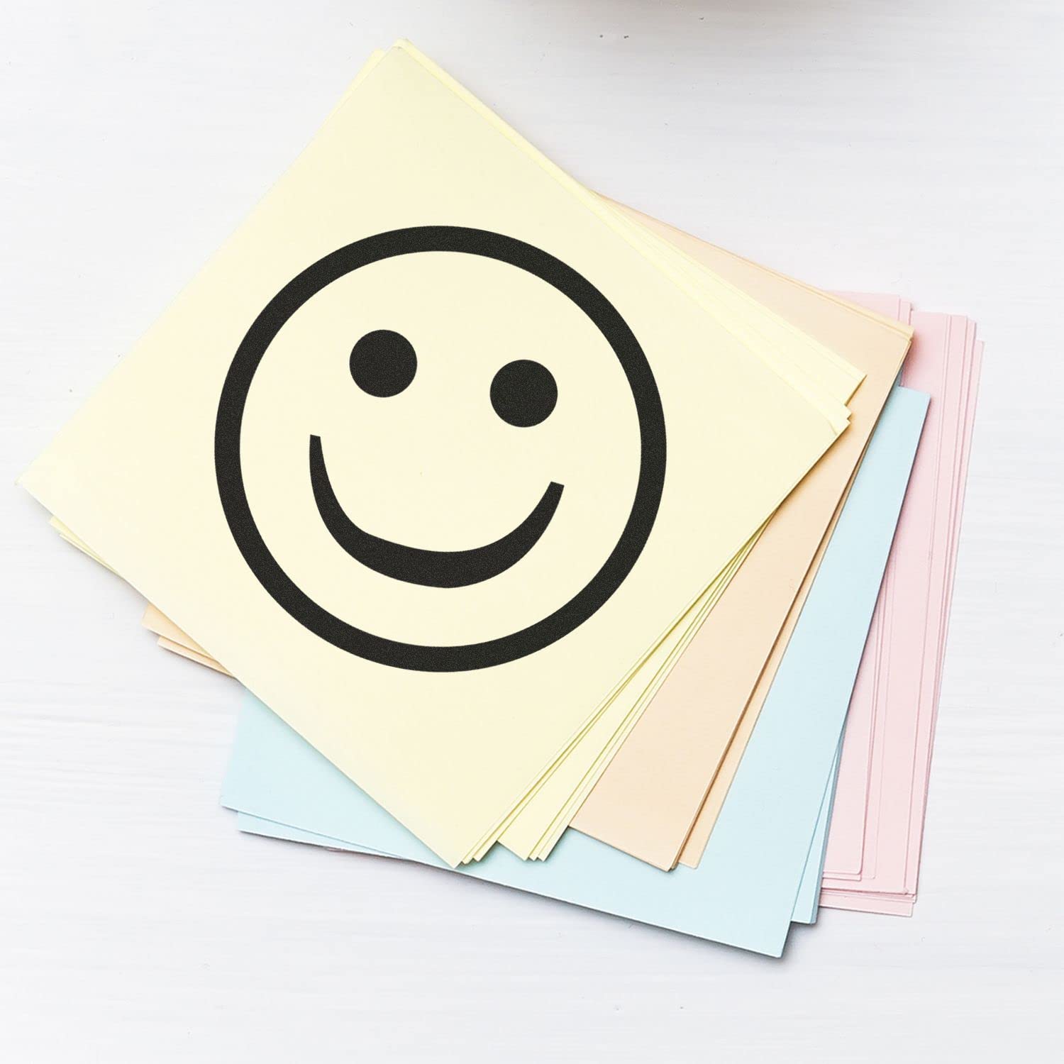 Self-Inking Round Smiley Stamp, Business Supplies, Up to 5K Impressions, Available in 11 Ink Colors, Reinkable, Easy Press and Print Stamping, Size Approx 7/8" Dia