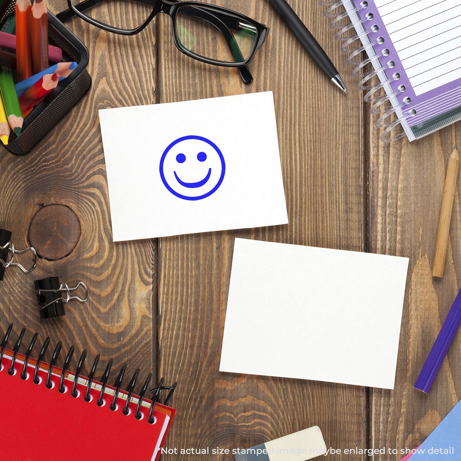 Self-Inking Round Smiley Stamp, Business Supplies, Up to 5K Impressions, Available in 11 Ink Colors, Reinkable, Easy Press and Print Stamping, Size Approx 7/8" Dia - Image 4