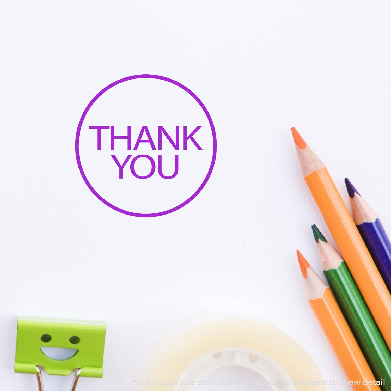 Self-Inking Round Thank You Stamp, Desk School Supplies, Up to 5K Impressions, Available in 11 Ink Colors, Reinkable, Easy Press and Print Stamping, Size Approx 7/8" Dia - Image 4