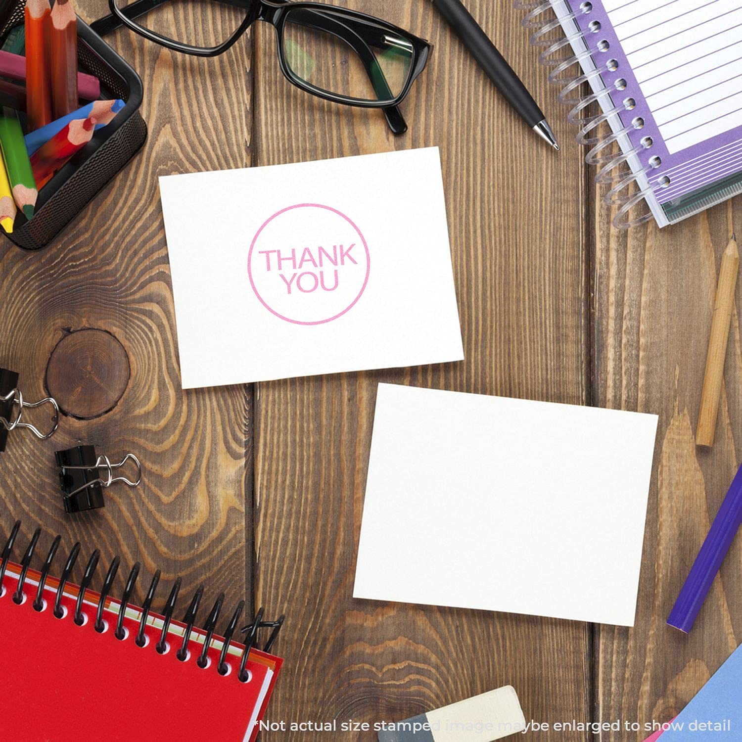 Self-Inking Round Thank You Stamp, Desk School Supplies, Up to 5K Impressions, Available in 11 Ink Colors, Reinkable, Easy Press and Print Stamping, Size Approx 7/8" Dia - Image 6