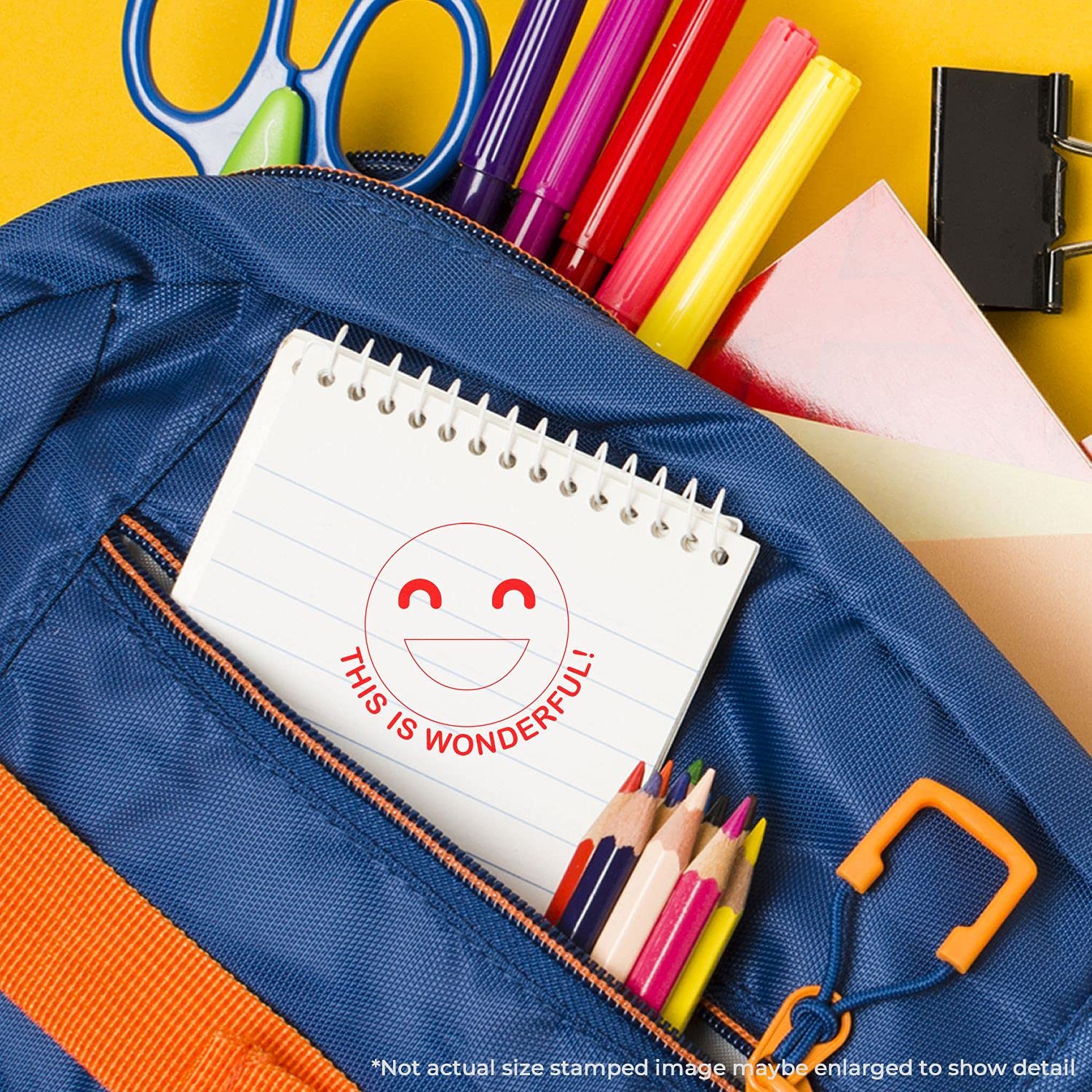 Self-Inking Round This is Wonderful Smiley Stamp, Teacher Stamps for Grading, Up to 5K Impressions, Available in 11 Ink Colors, Reinkable, Easy Press and Print Stamping, Size Approx 7/8" Dia - Image 3