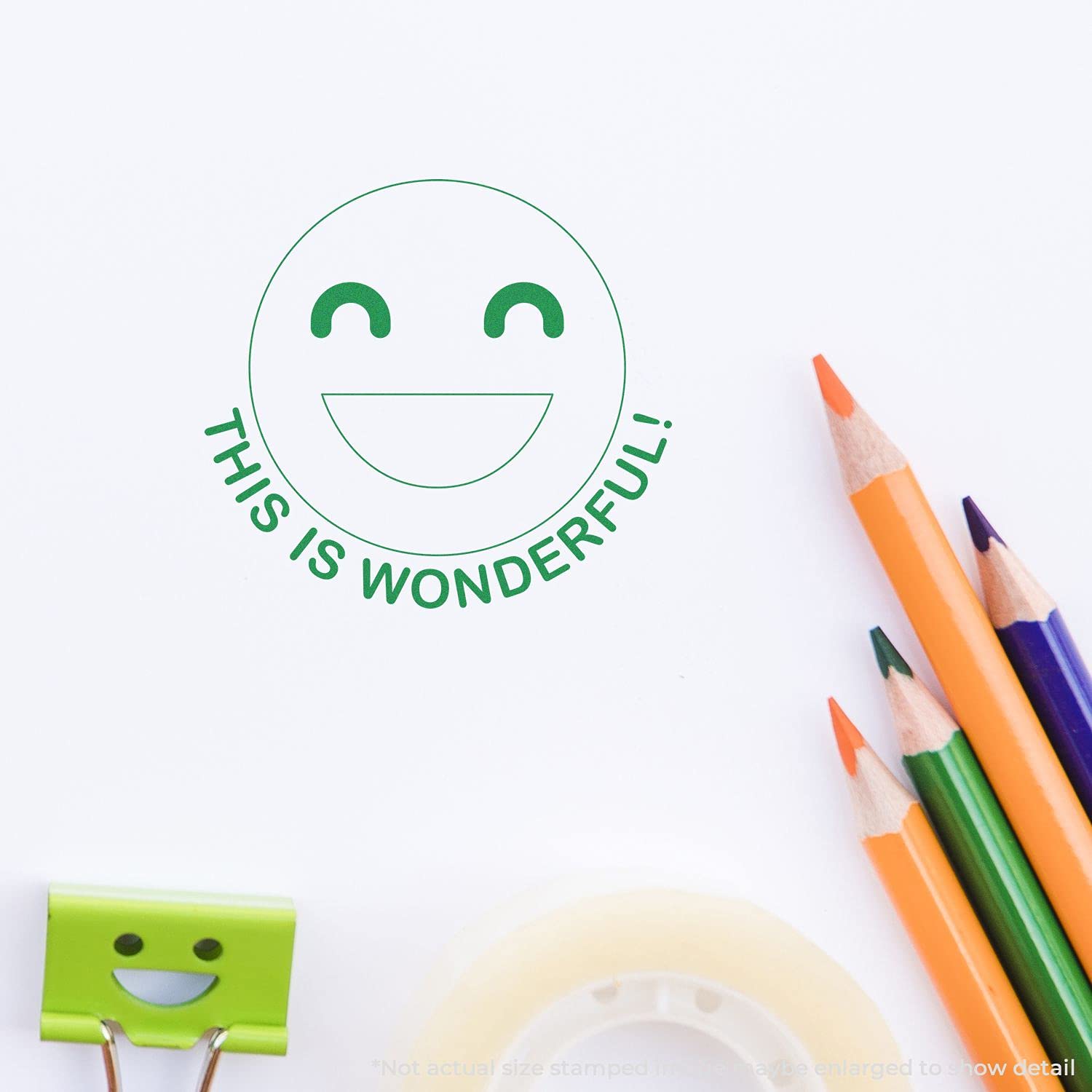 Self-Inking Round This is Wonderful Smiley Stamp, Teacher Stamps for Grading, Up to 5K Impressions, Available in 11 Ink Colors, Reinkable, Easy Press and Print Stamping, Size Approx 7/8" Dia - Image 4