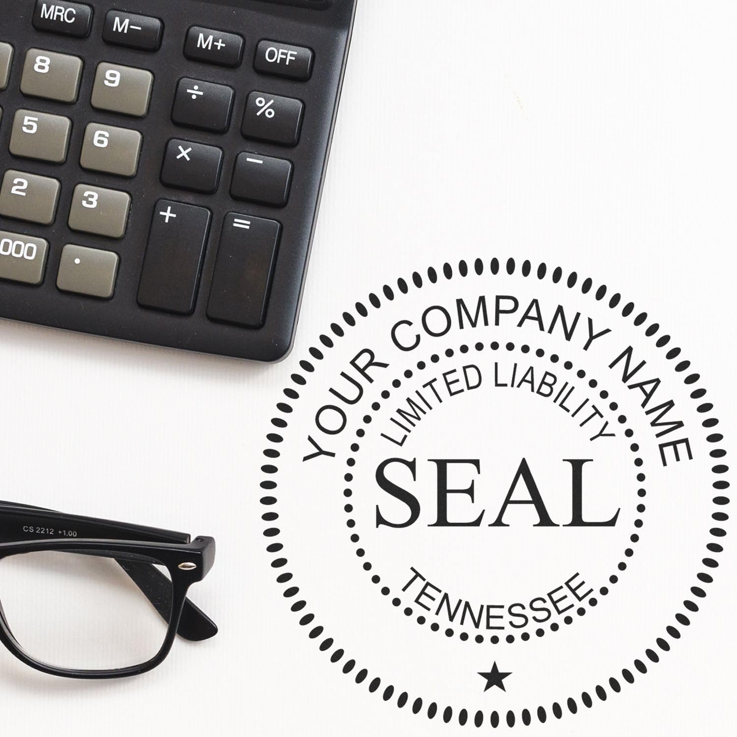 Self-Inking Tennessee Limited Liability Company Seal Stamp, 1-5/8 Diameter, Up to 10K Imprints, Reinkable, Company Stamp for TN, Customized LLC Corporation Seal Stamp, Stamp Self-Ink, TN Stamp