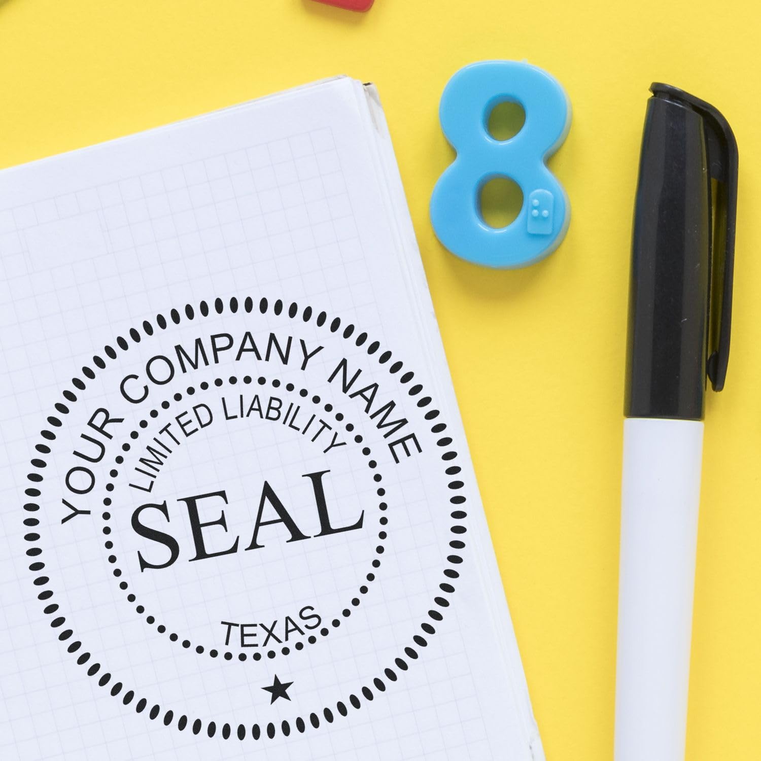 Self-Inking Texas Limited Liability Company Seal Stamp, 1-5/8 Diameter, Up to 10K Imprints, Reinkable, Company Stamp for TX, Customized LLC Corporation Stamp, Stamp Self-Ink, TX Stamp - Image 4