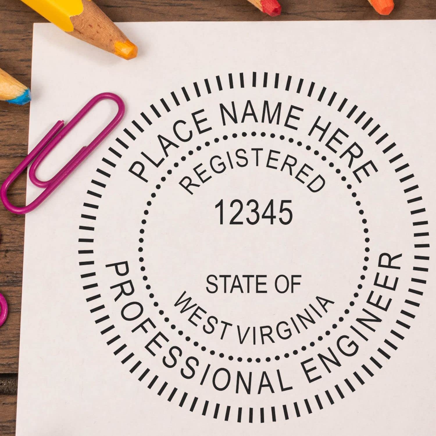 Self-Inking West Virginia Engineer Stamp, Ideal for West Virginia Professional Engineer, PE Stamp West Virginia, Convenient Size 1-5/8, for Official Documentation - West Virginia Engineer Stamp