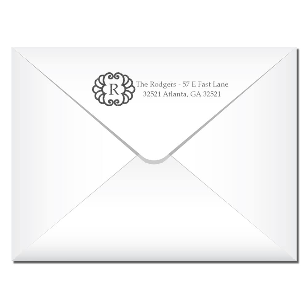 Shell Initial Address Rubber Stamp, Customized Family Return Address Stamp, Wedding Gift, Made in USA, Requires Separate Stamp Pad, Sharp Quality Laser Engraved Stamping Dies, Size 7/8" x 2-1/4" - Image 3
