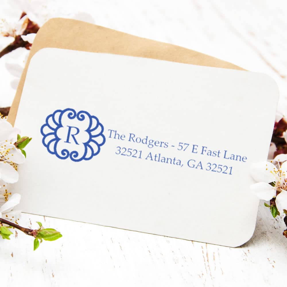 Shell Initial Address Rubber Stamp, Customized Family Return Address Stamp, Wedding Gift, Made in USA, Requires Separate Stamp Pad, Sharp Quality Laser Engraved Stamping Dies, Size 7/8" x 2-1/4" - Image 4