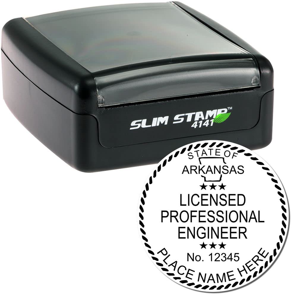 Slim 1-5/8 Arkansas Engineering Stamp - Essential Professional Engineer Stamp Arkansas, Ideal for Arkansas Professional Engineers, Arkansas PE Stamp, Pre-Inked Arkansas AR Engineer Stamp - Image 2