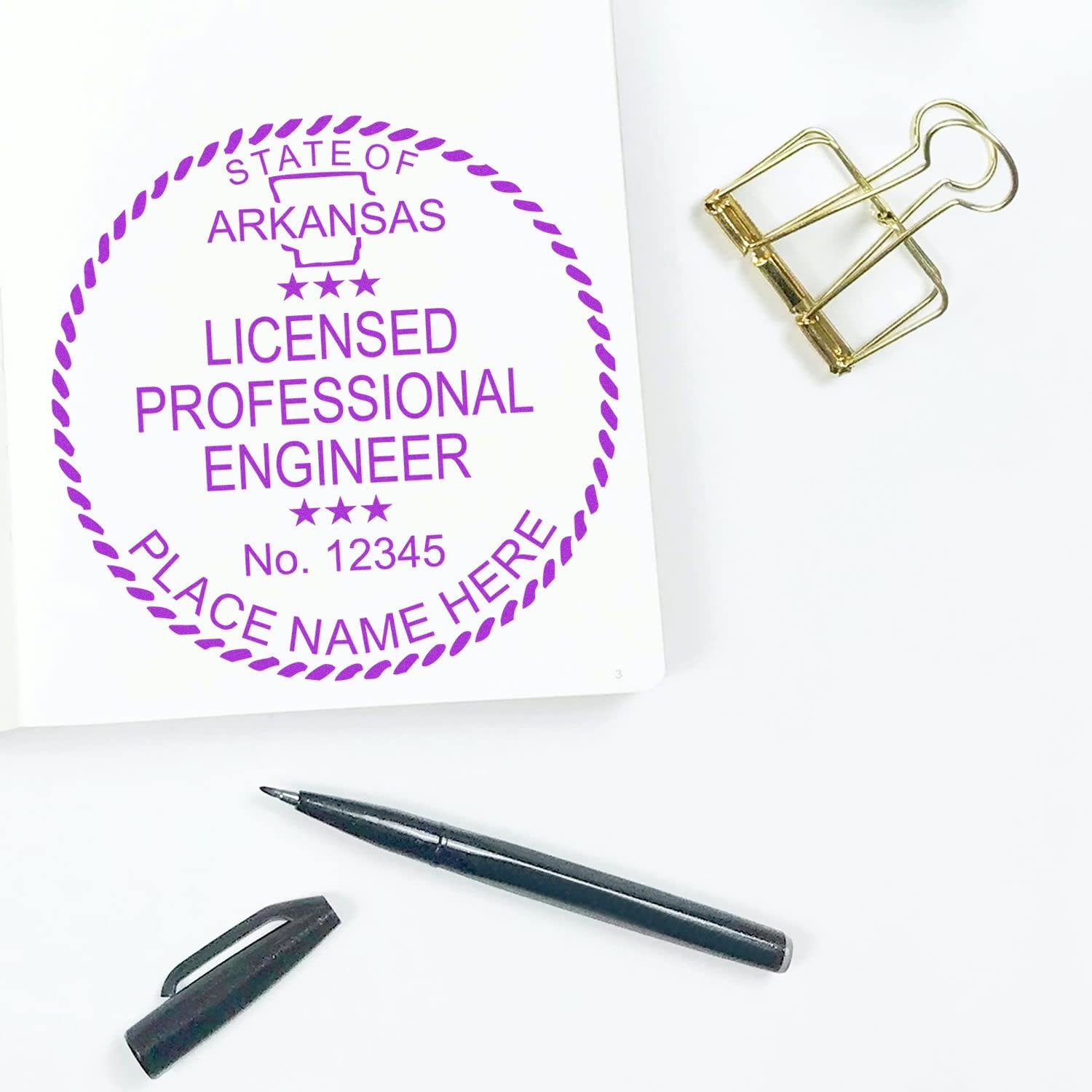 Slim 1-5/8 Arkansas Engineering Stamp - Essential Professional Engineer Stamp Arkansas, Ideal for Arkansas Professional Engineers, Arkansas PE Stamp, Pre-Inked Arkansas AR Engineer Stamp - Image 6
