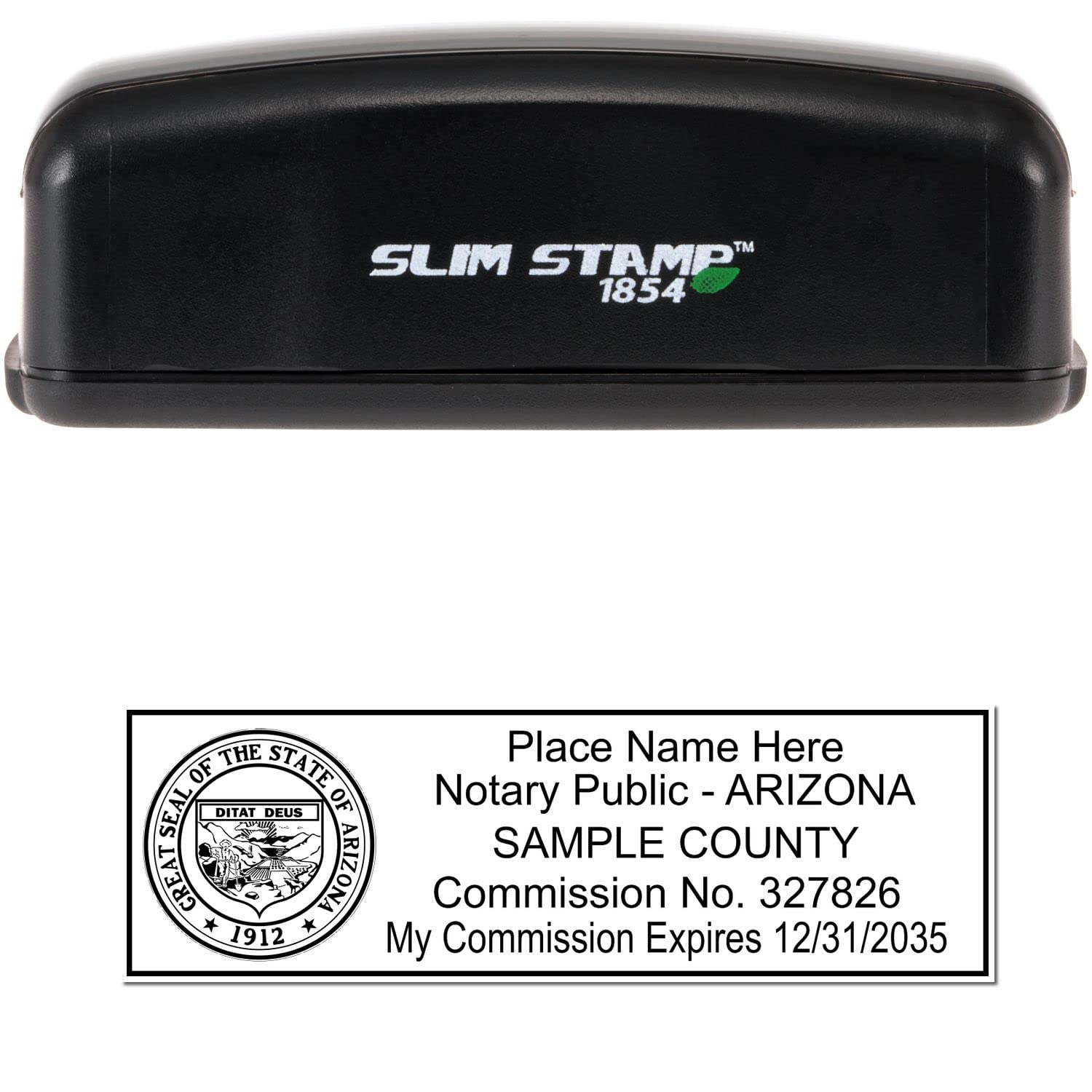 Slim Arizona State Seal Notary Stamp, AZ Notary Stamp, Slim Design, Easy to Carry and Portable,Rectangular Imprint, Impression Size 7/8" x 2-1/4" - Image 2